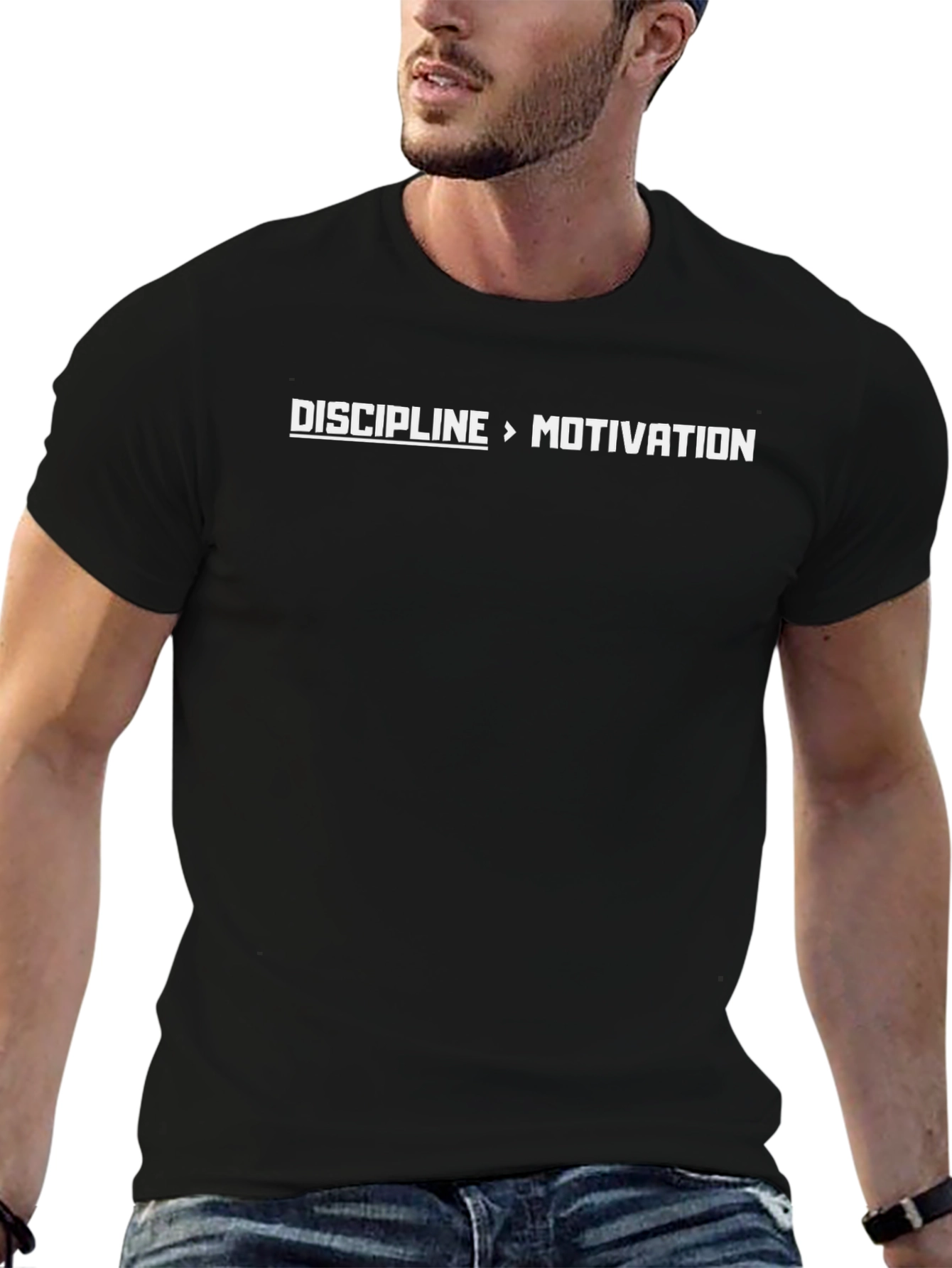 Discipline Over Motivation Graphic Tee - Black