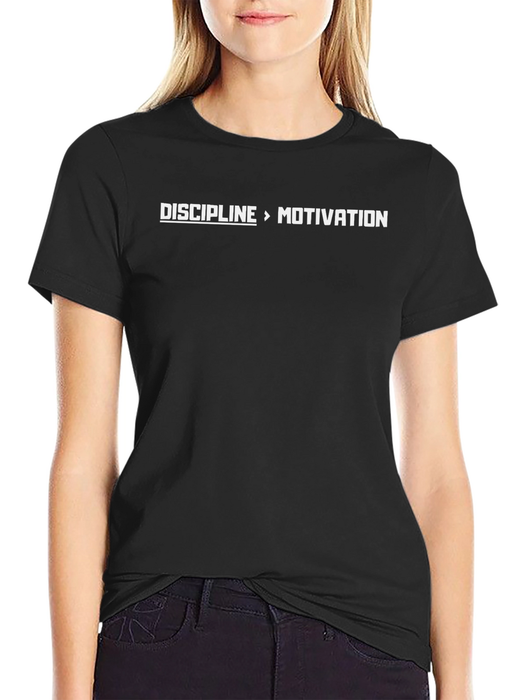 Discipline Over Motivation Graphic Tee - Black