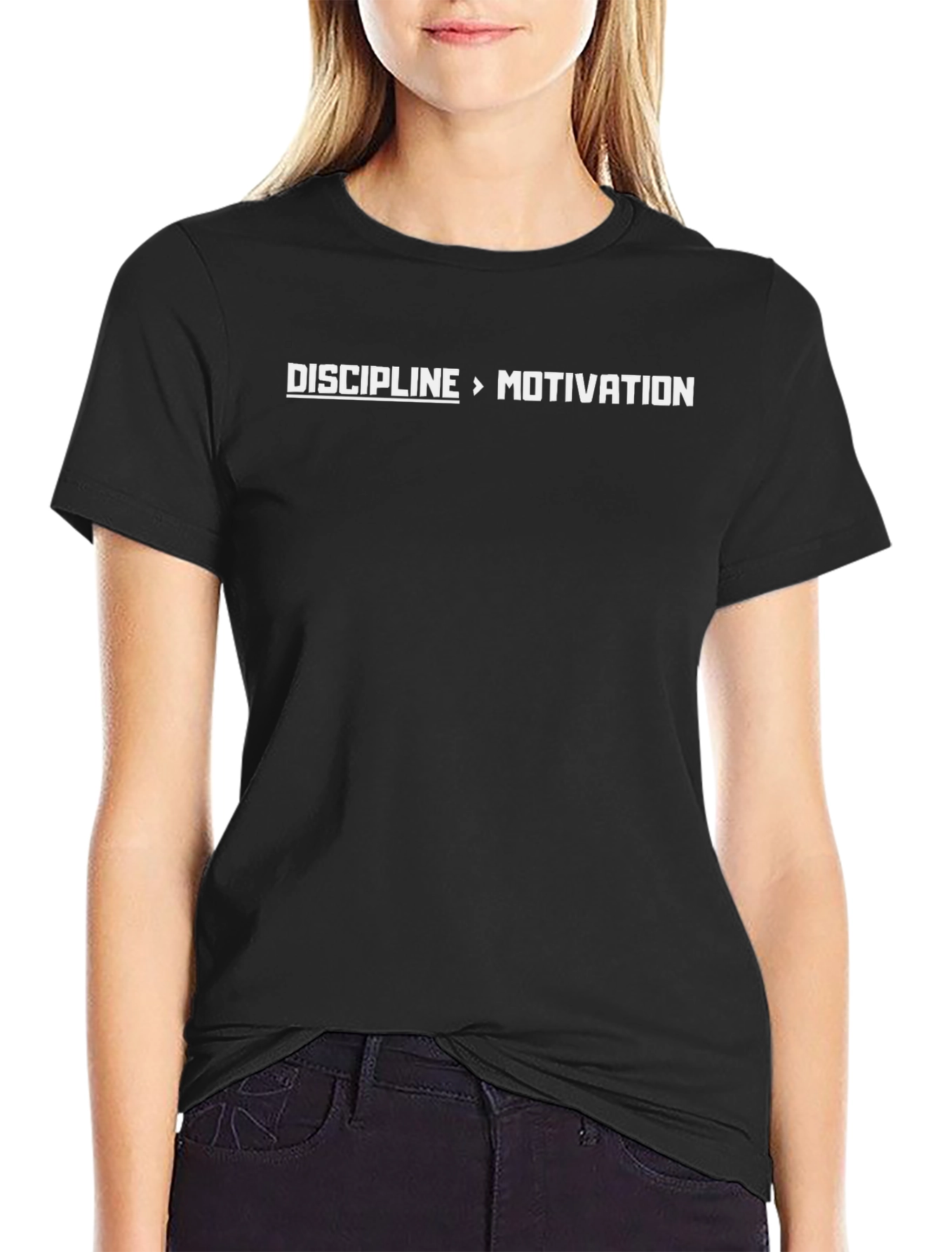 Discipline Over Motivation Graphic Tee - Black