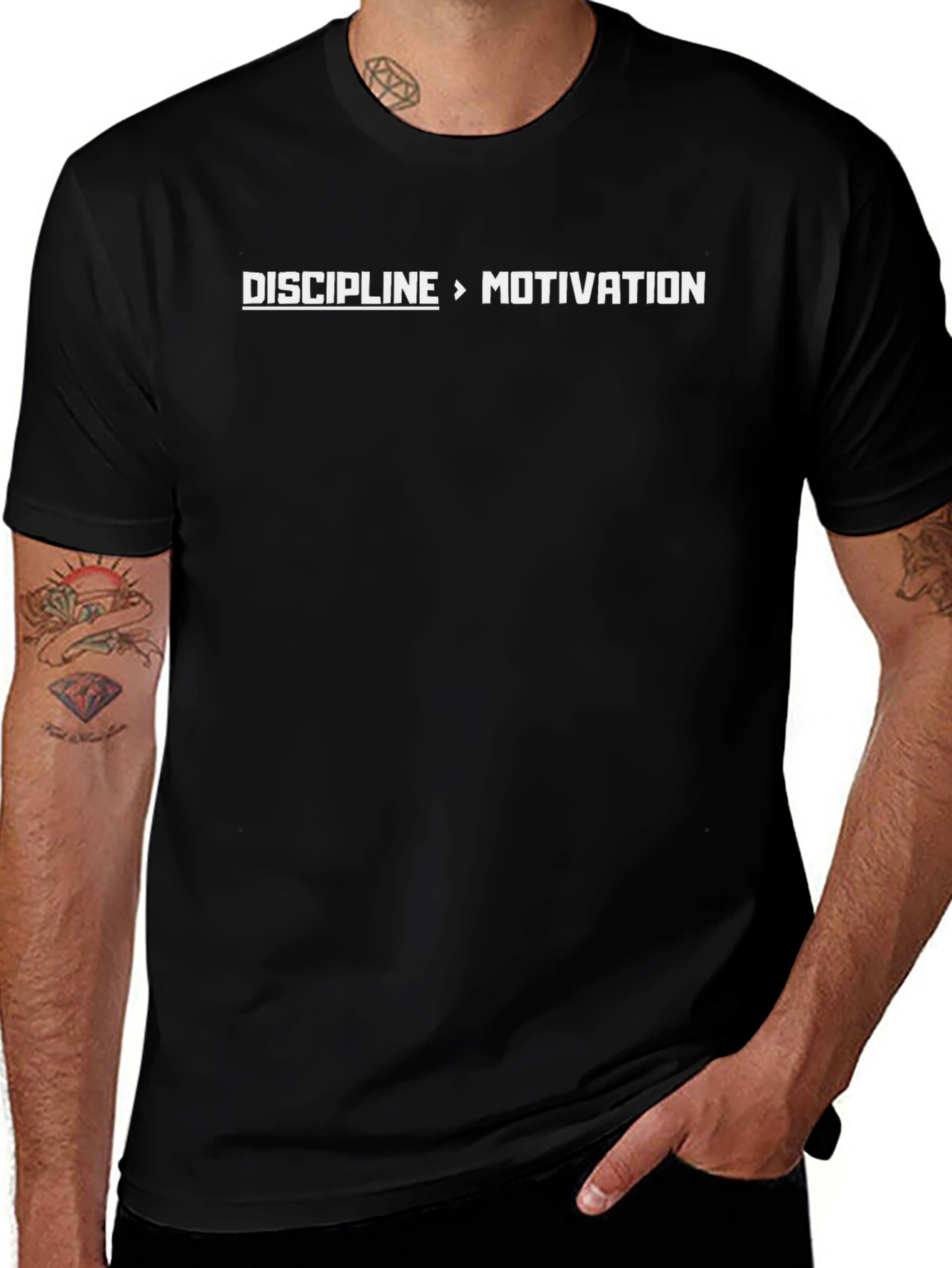 Discipline Over Motivation Graphic Tee - Black