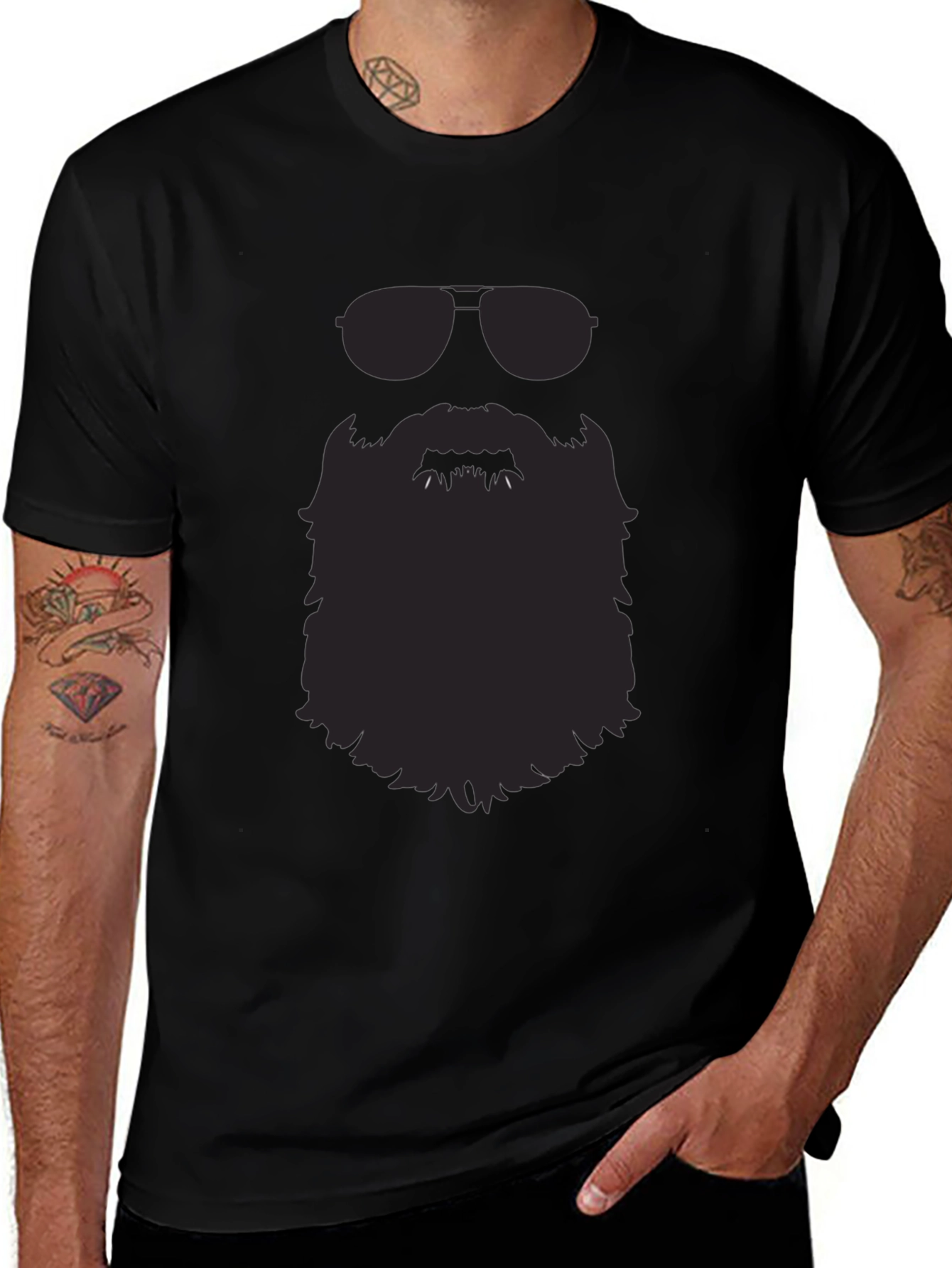 Cool Beard Graphic Tee - Mens Black T-Shirt