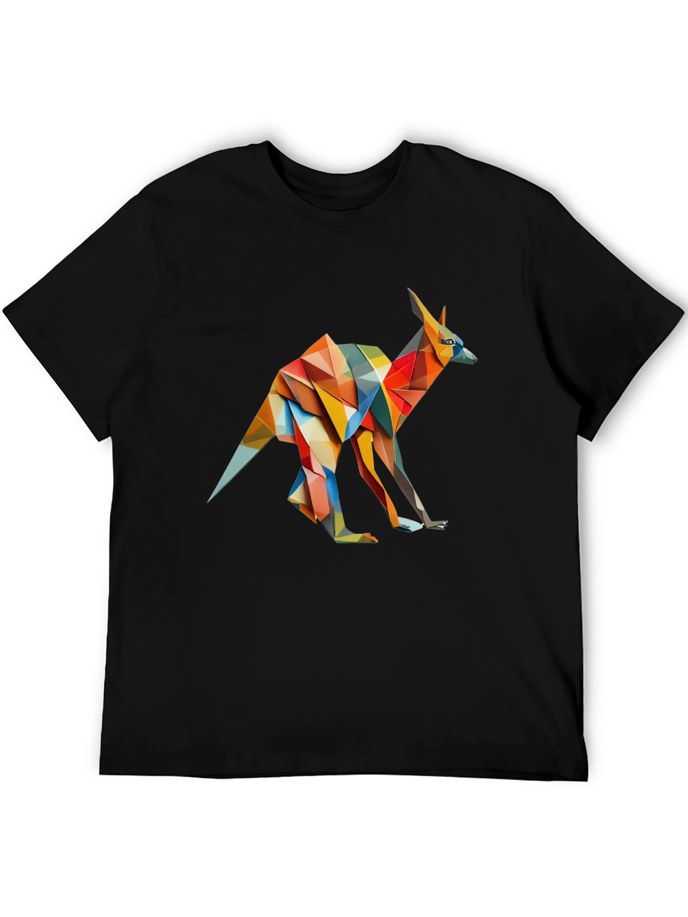 Abstract Kangaroo Graphic Tee - Black