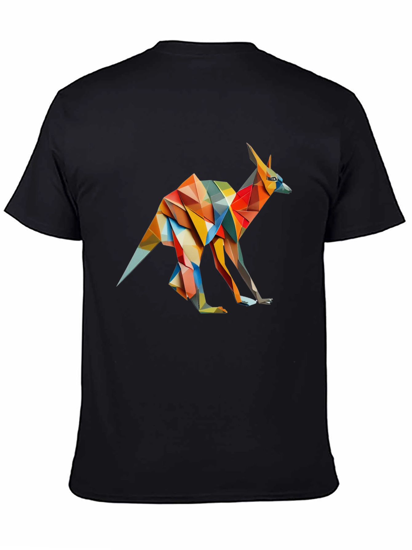 Abstract Kangaroo Graphic Tee - Black