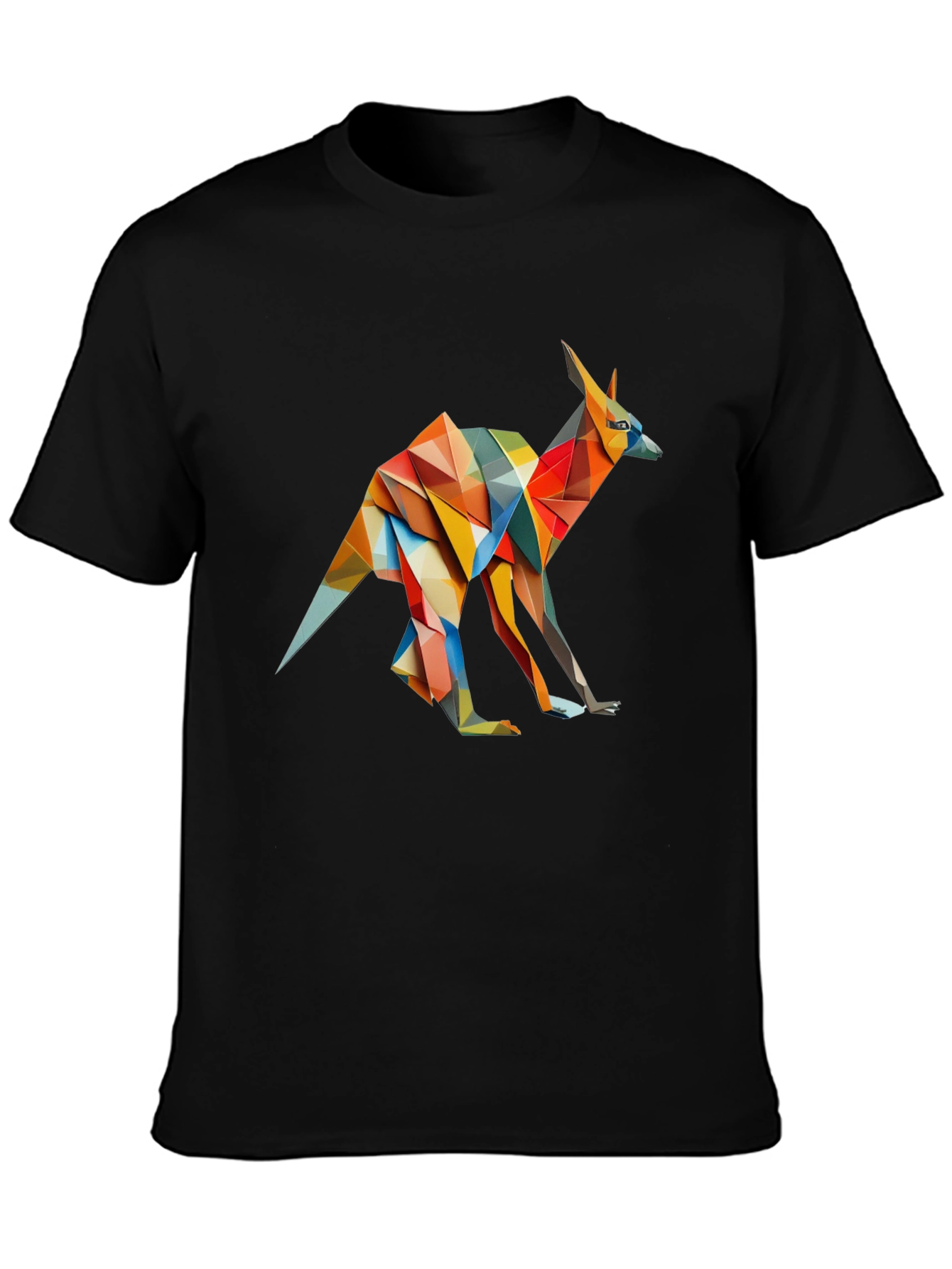 Abstract Kangaroo Graphic Tee - Black