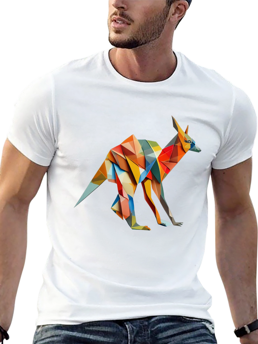 Abstract Kangaroo Graphic Tee - Black