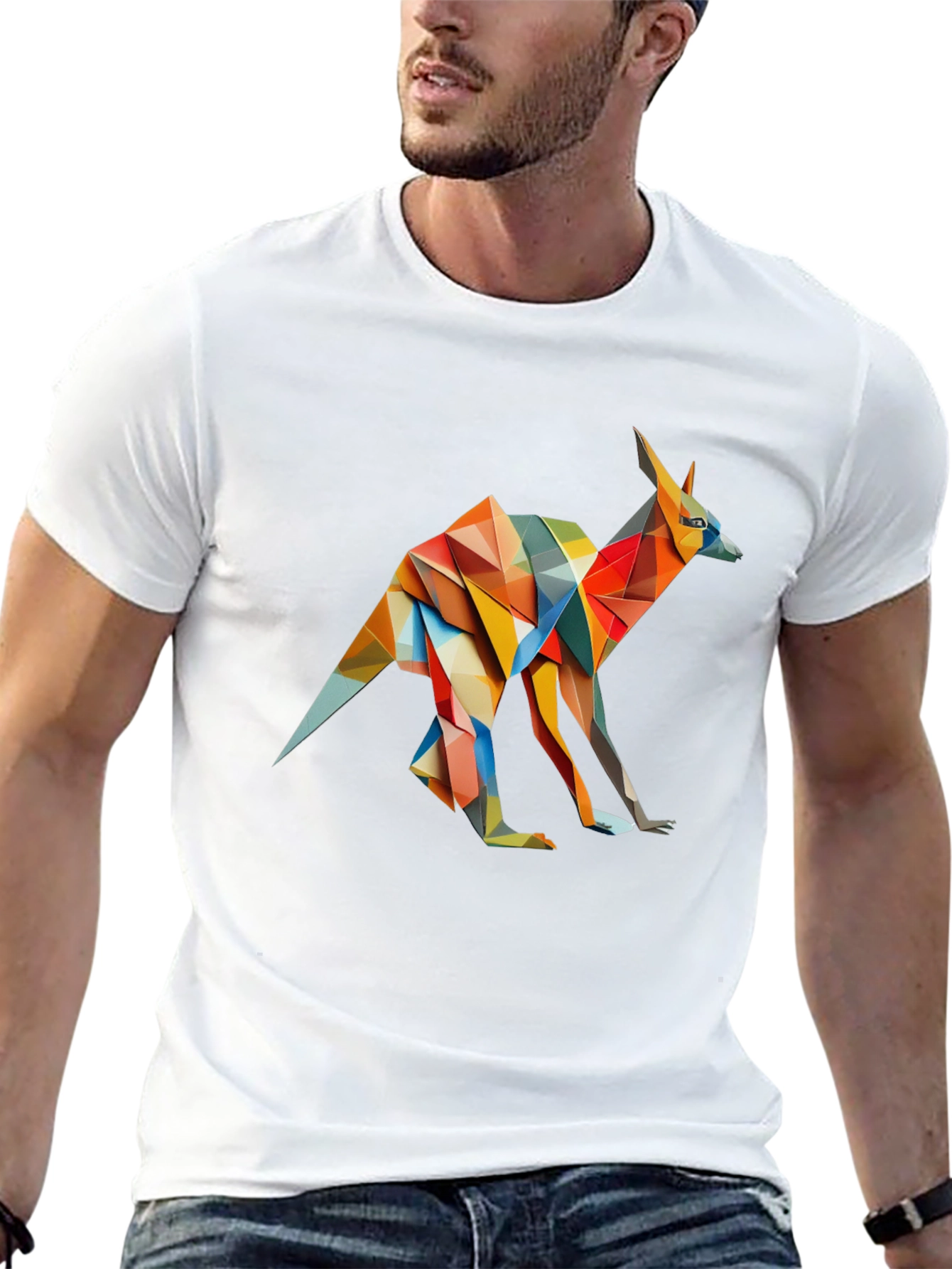 Abstract Kangaroo Graphic Tee - Black