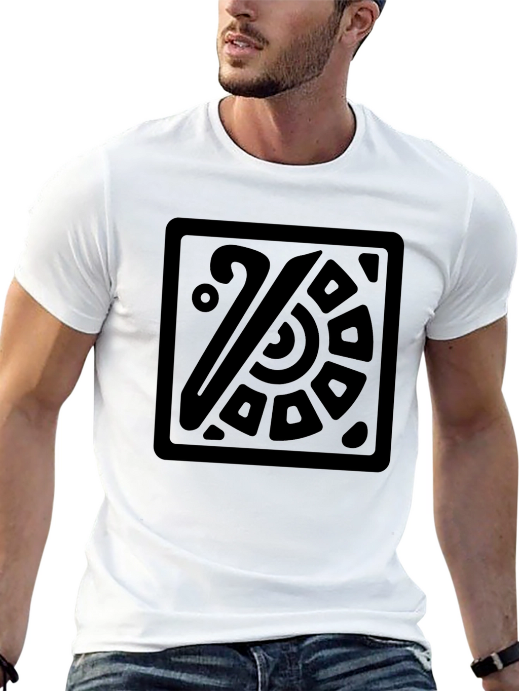 Aztec Square Graphic Black T-Shirt
