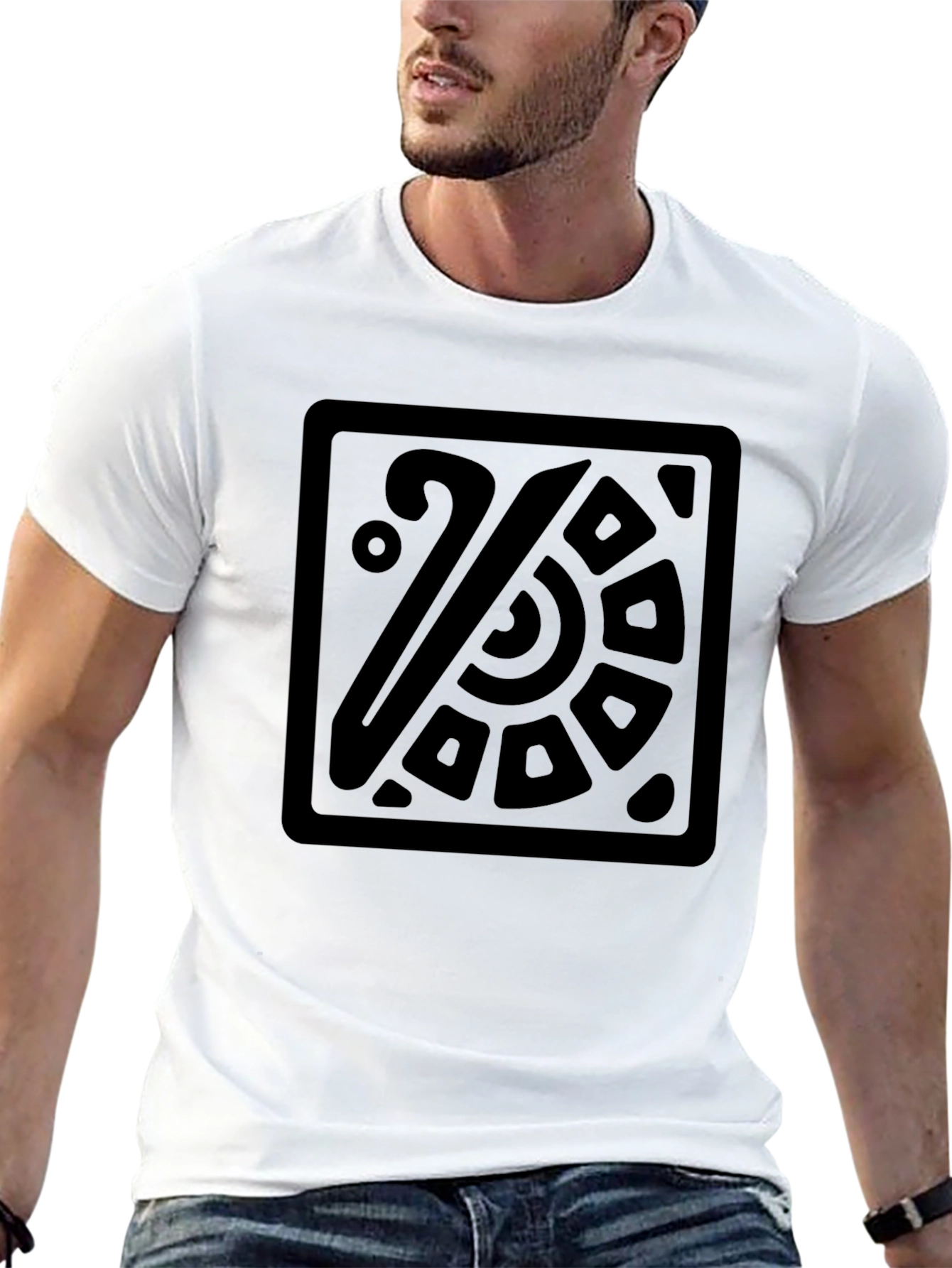 Aztec Square Graphic Black T-Shirt