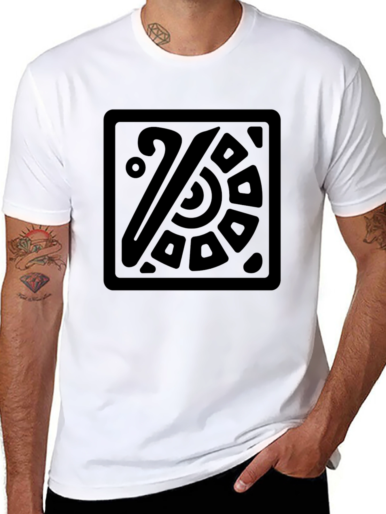 Aztec Square Graphic Black T-Shirt