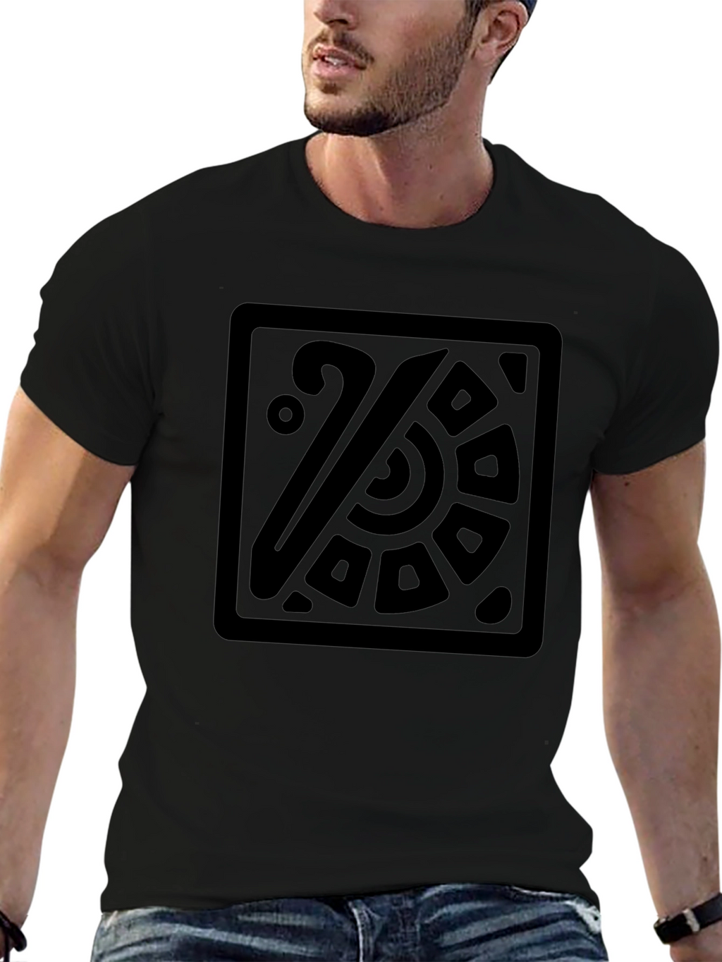 Aztec Square Graphic Black T-Shirt