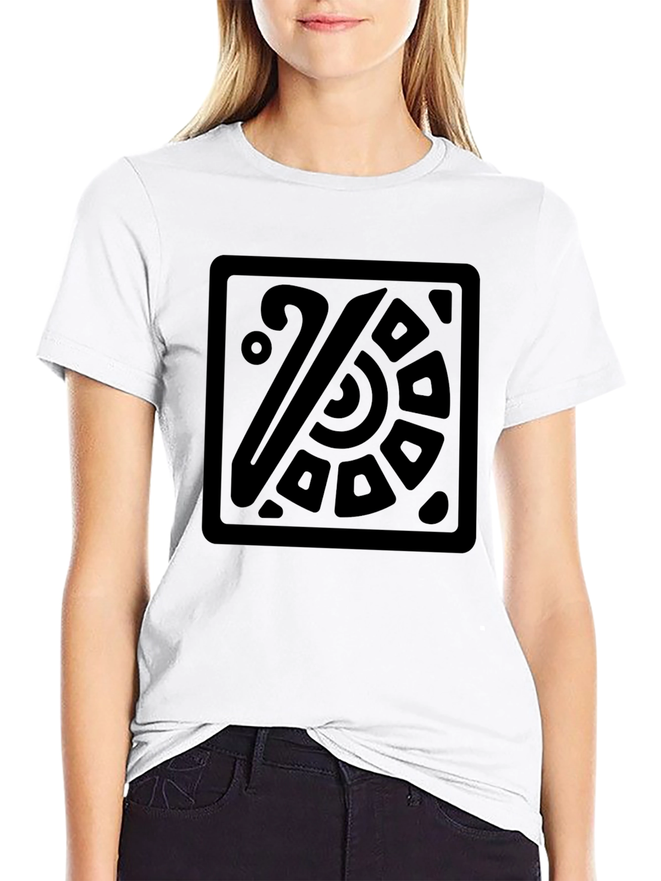 Aztec Square Graphic Black T-Shirt