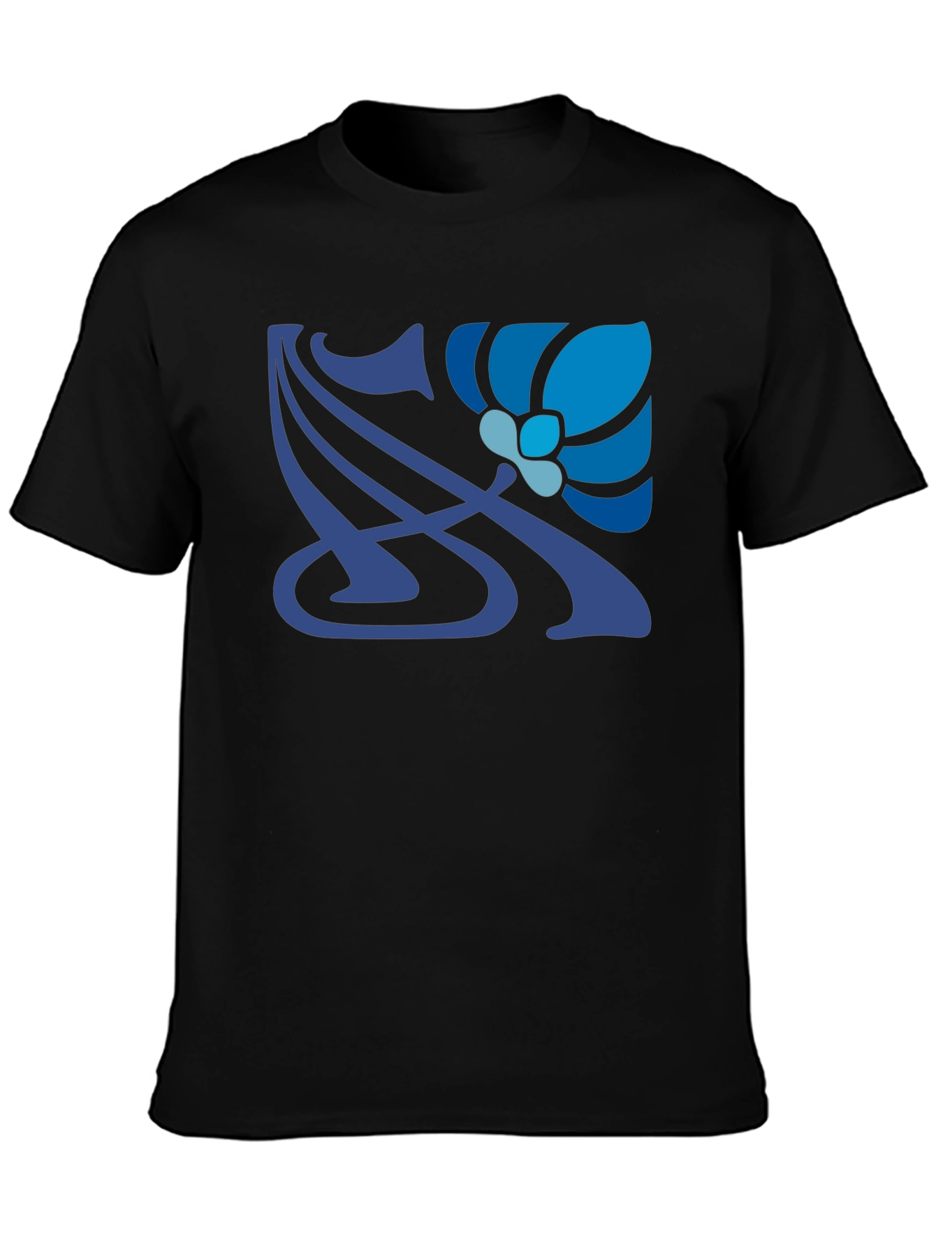 Art Nouveau Floral T-Shirt - Stylish Blue Design