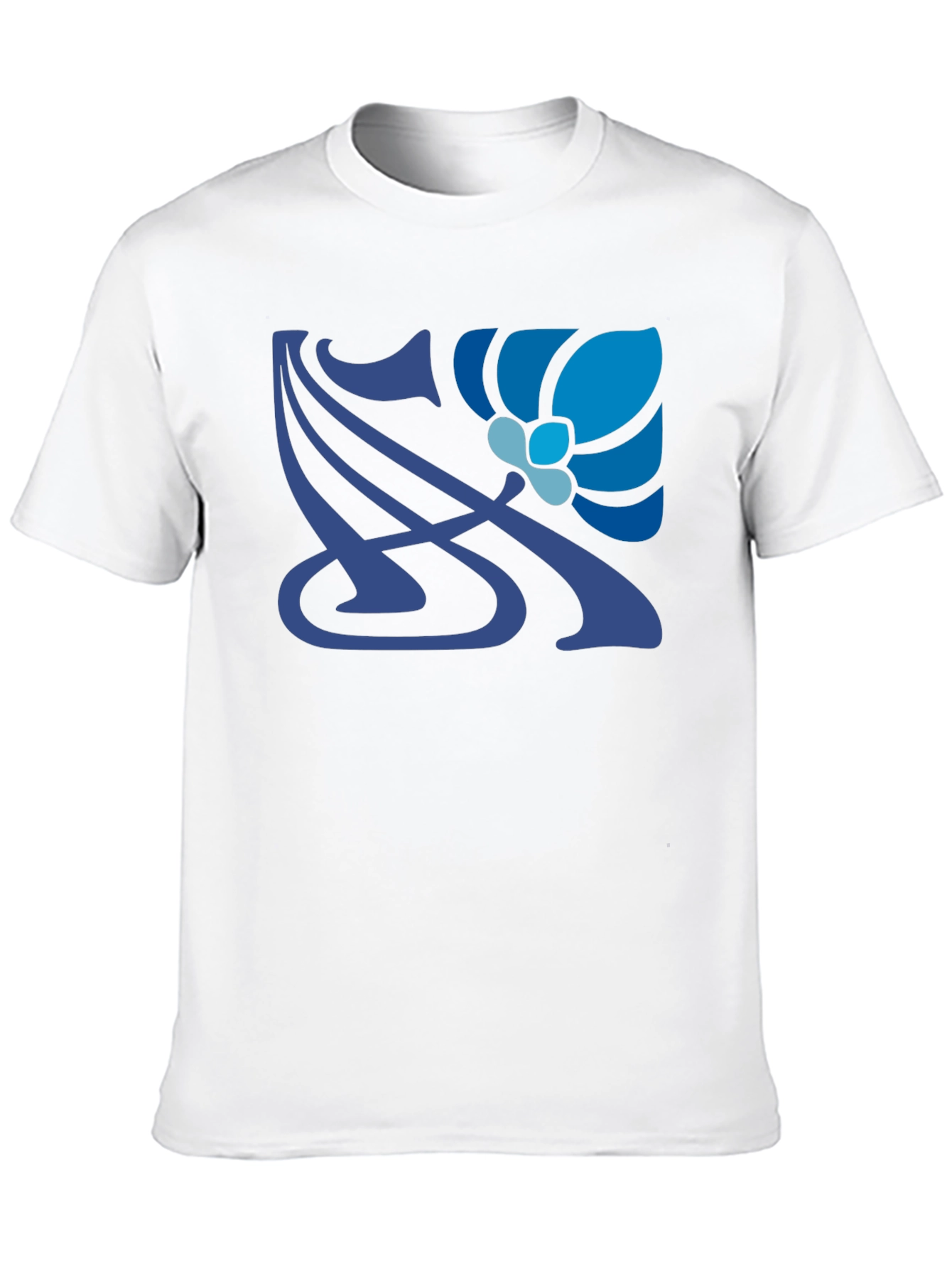 Art Nouveau Floral T-Shirt - Stylish Blue Design