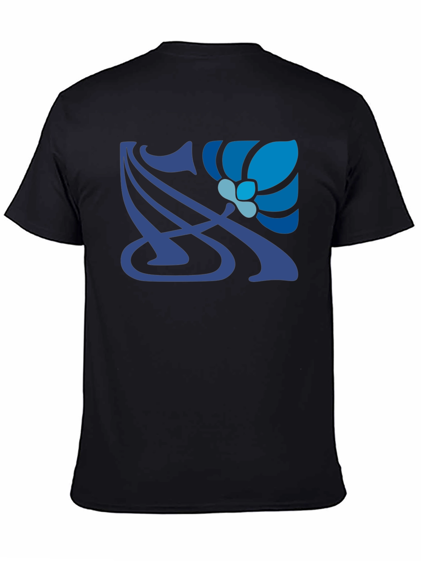 Art Nouveau Floral T-Shirt - Stylish Blue Design