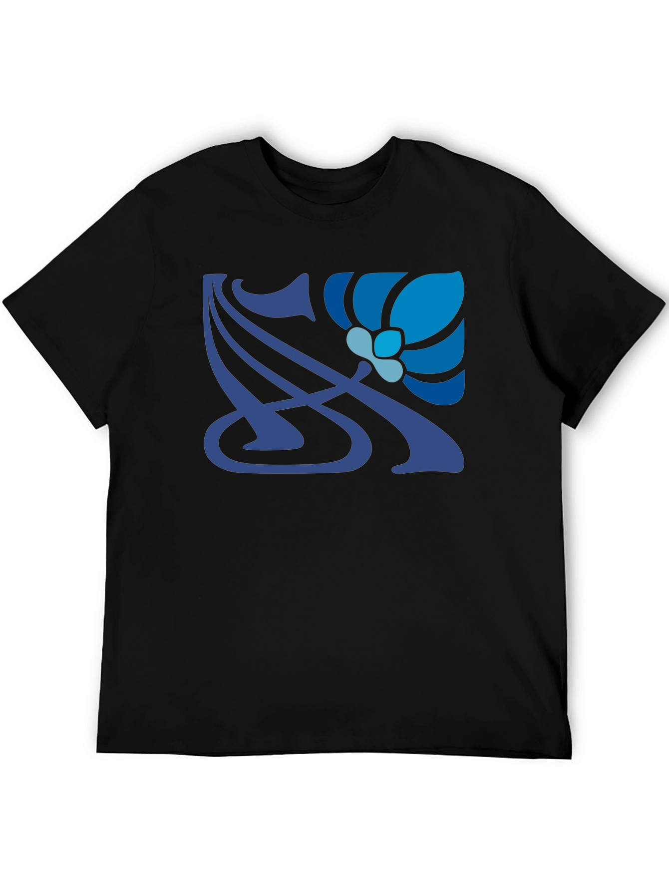 Art Nouveau Floral T-Shirt - Stylish Blue Design