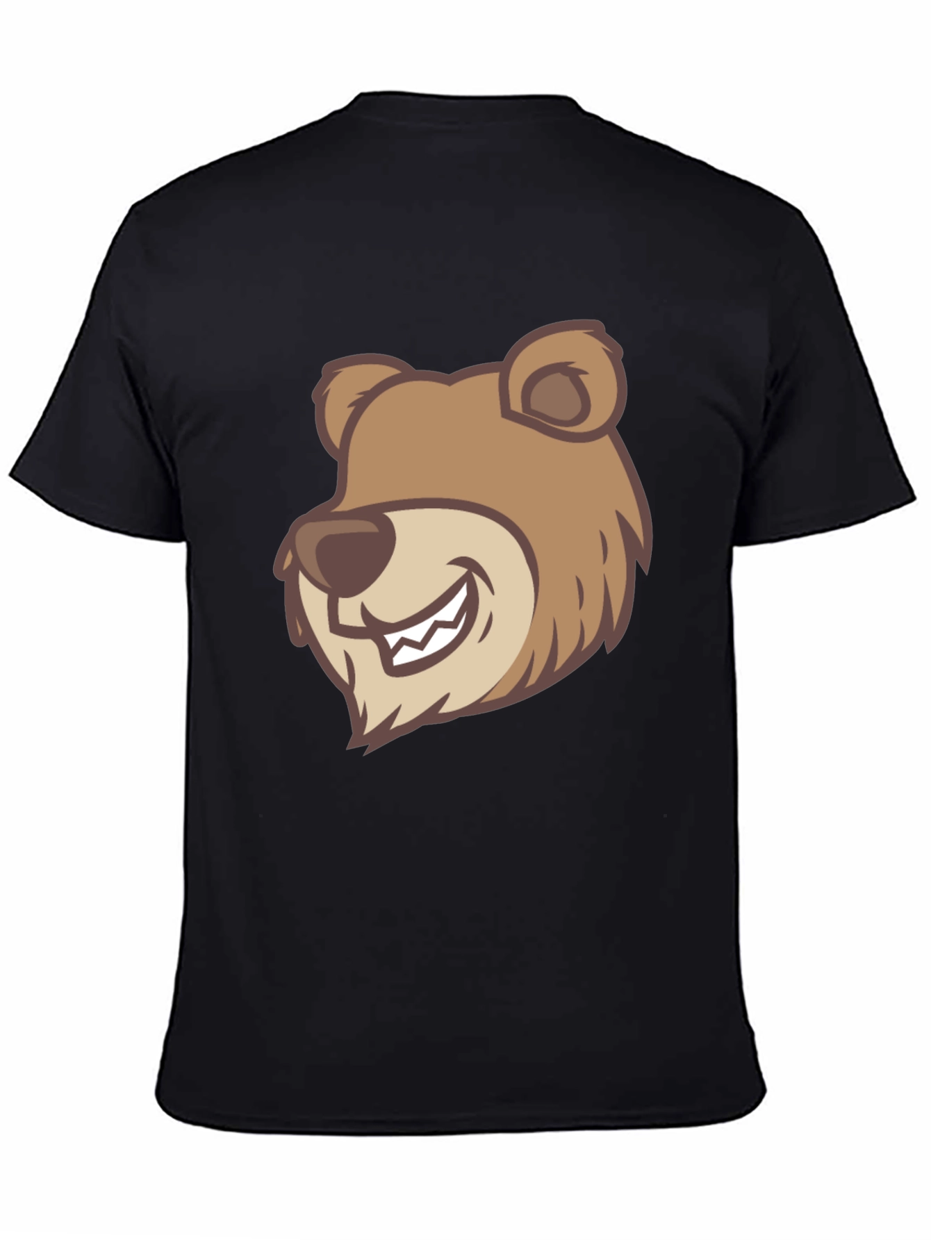Cartoon Bear Graphic T-Shirt - Black