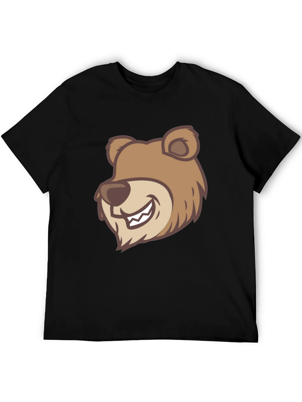 Cartoon Bear Graphic T-Shirt - Black