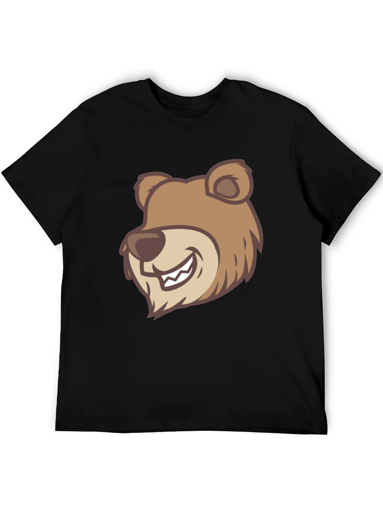 Cartoon Bear Graphic T-Shirt - Black