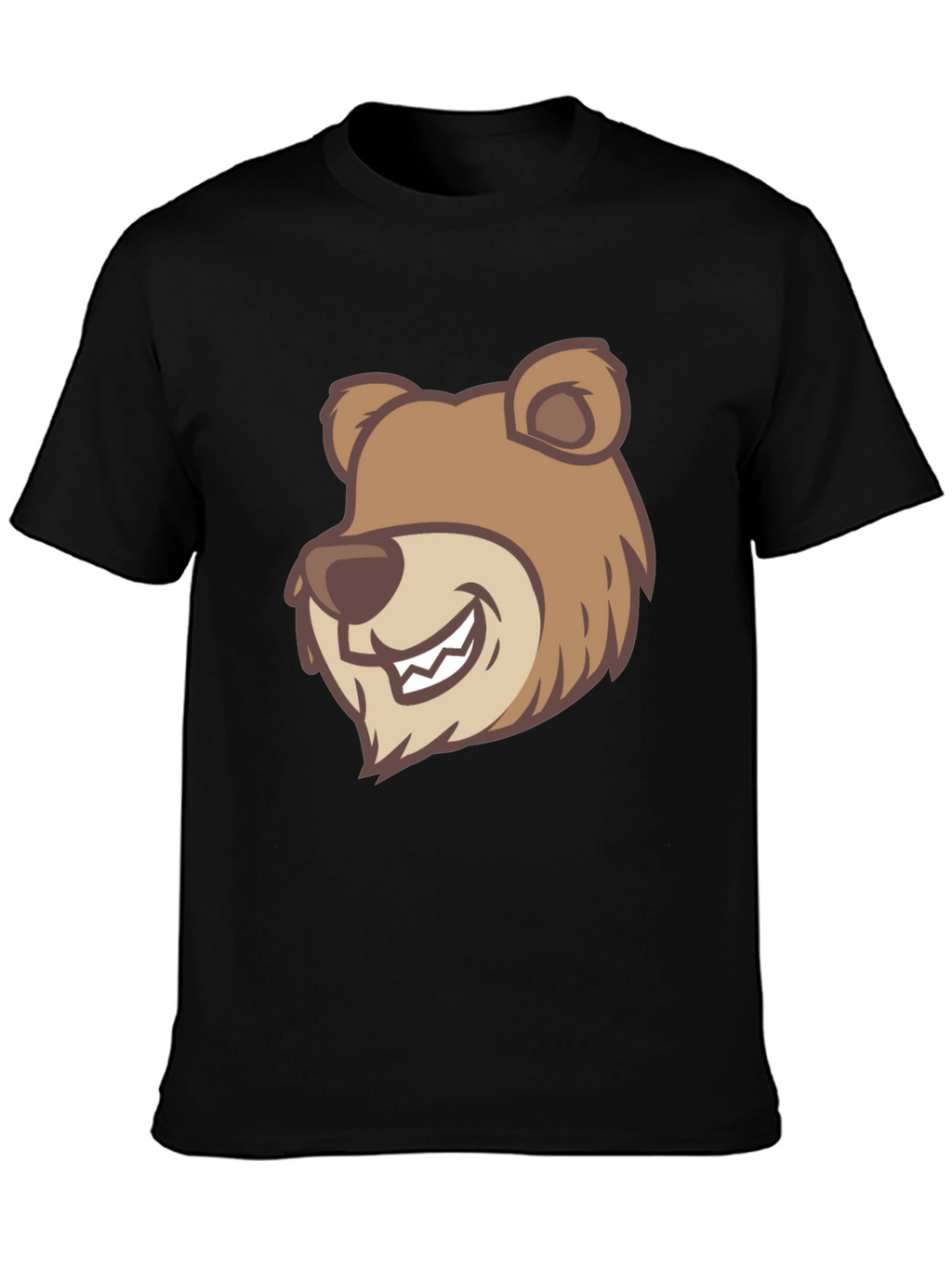 Cartoon Bear Graphic T-Shirt - Black