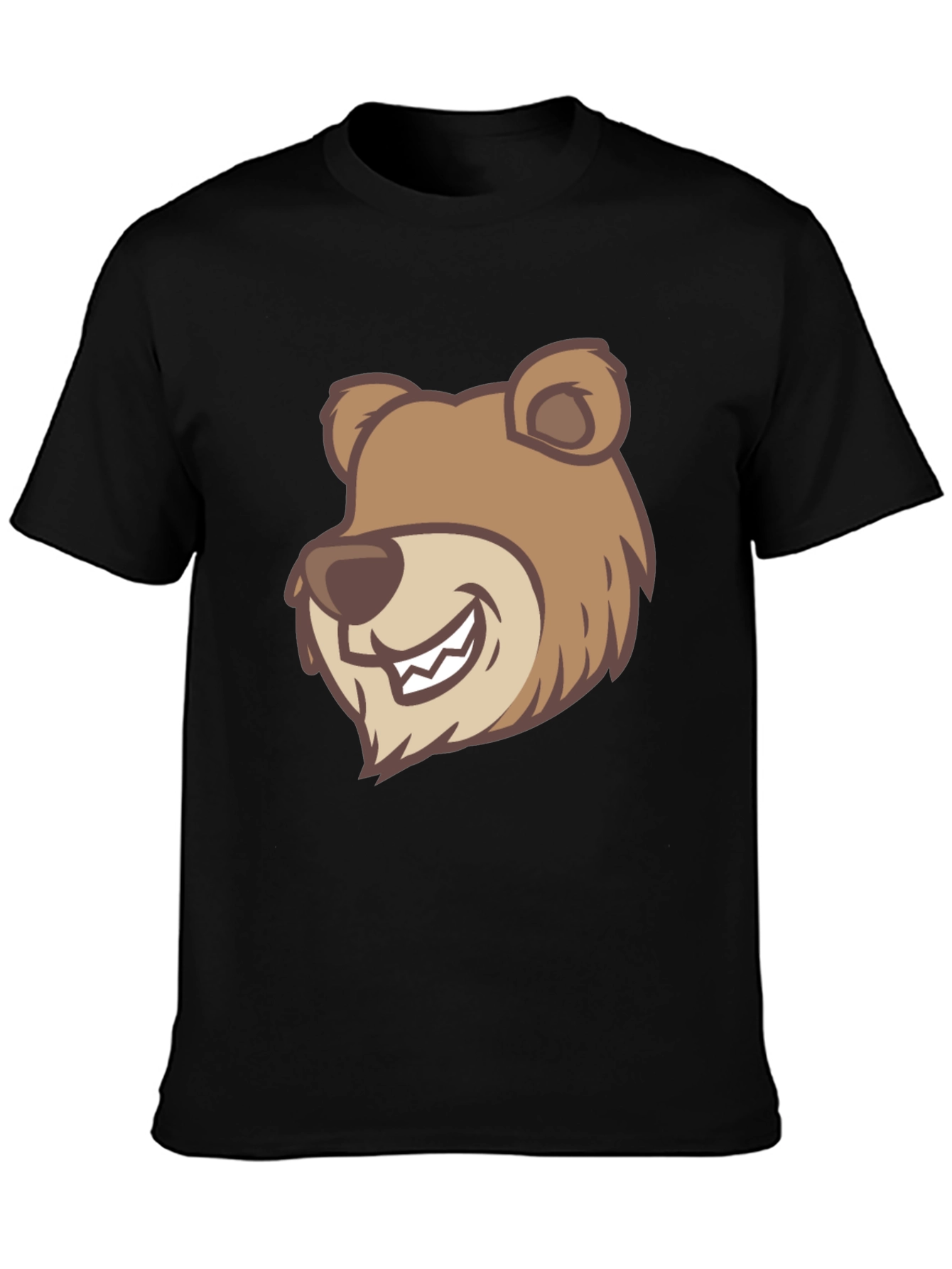 Cartoon Bear Graphic T-Shirt - Black