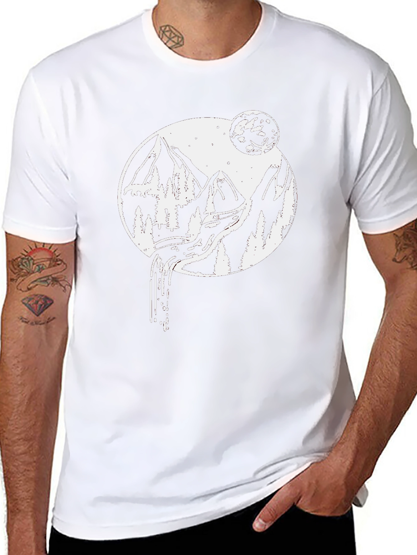 Nature Scene Graphic Tee - Mountain Moon