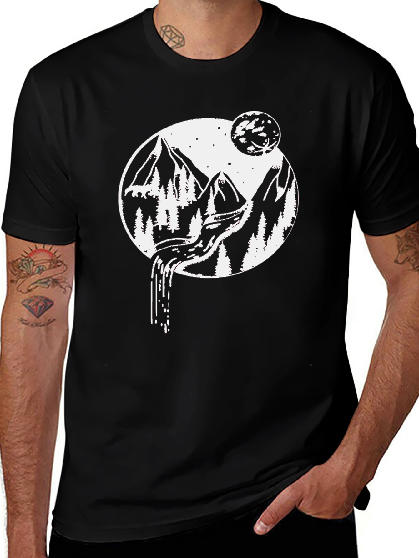 Nature Scene Graphic Tee - Mountain Moon