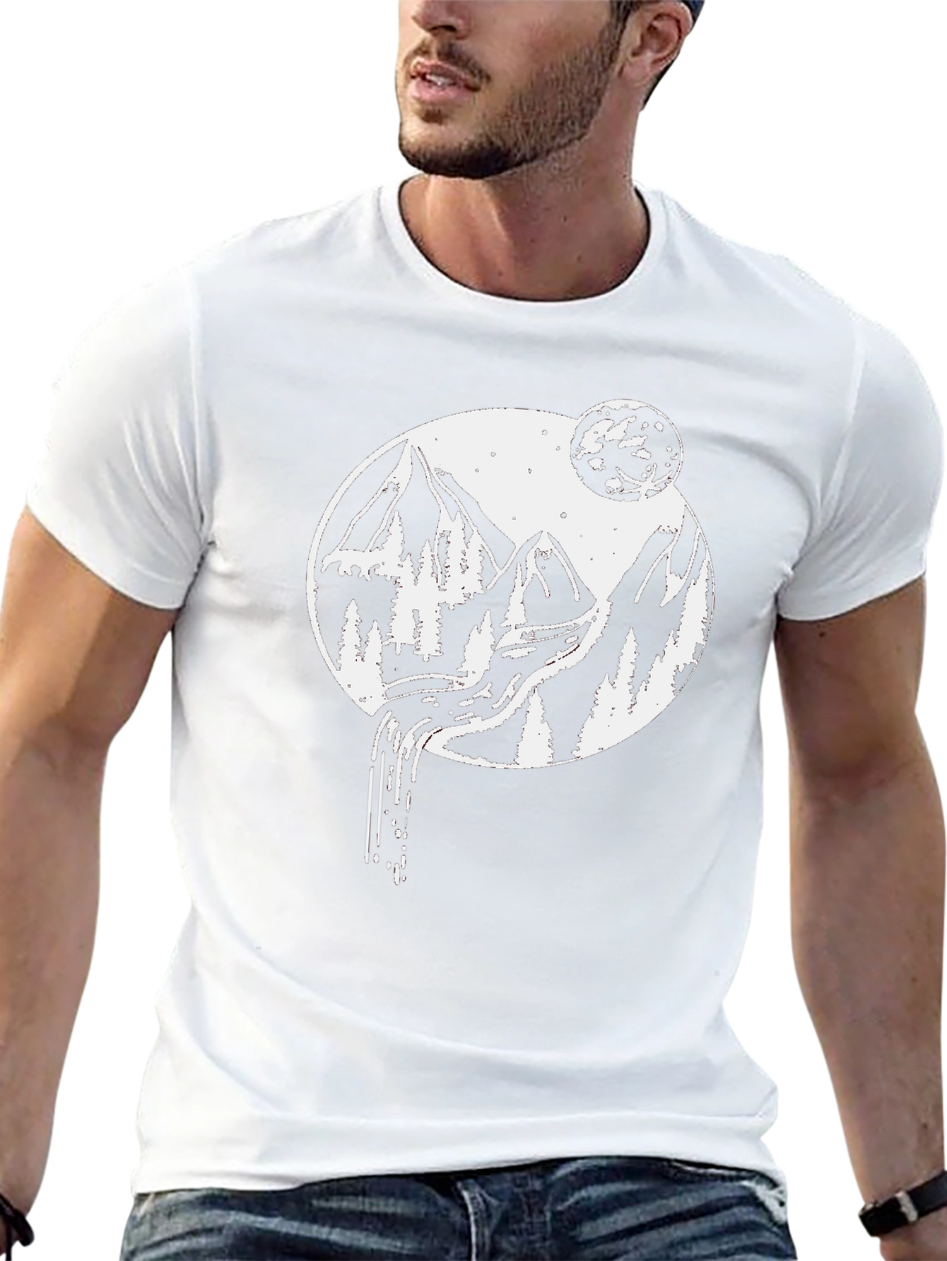 Nature Scene Graphic Tee - Mountain Moon