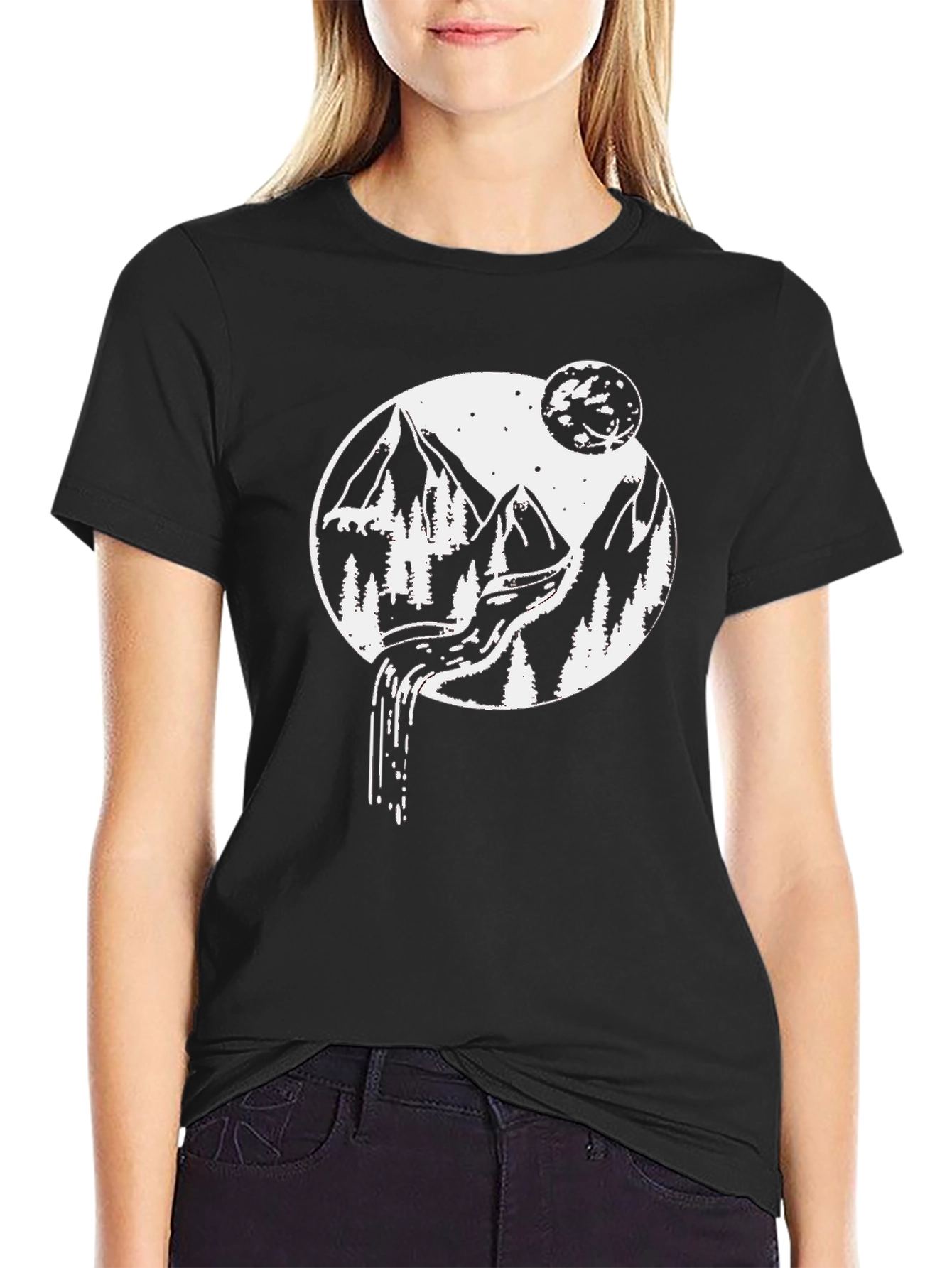 Nature Scene Graphic Tee - Mountain Moon
