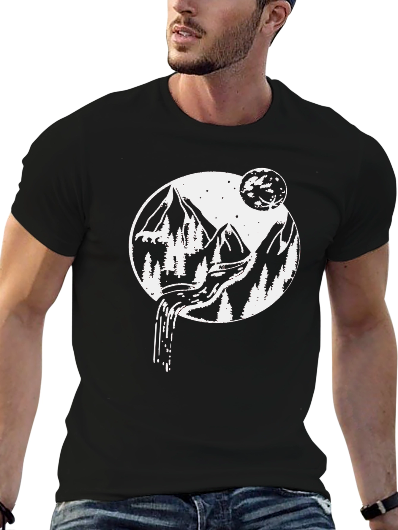 Nature Scene Graphic Tee - Mountain Moon