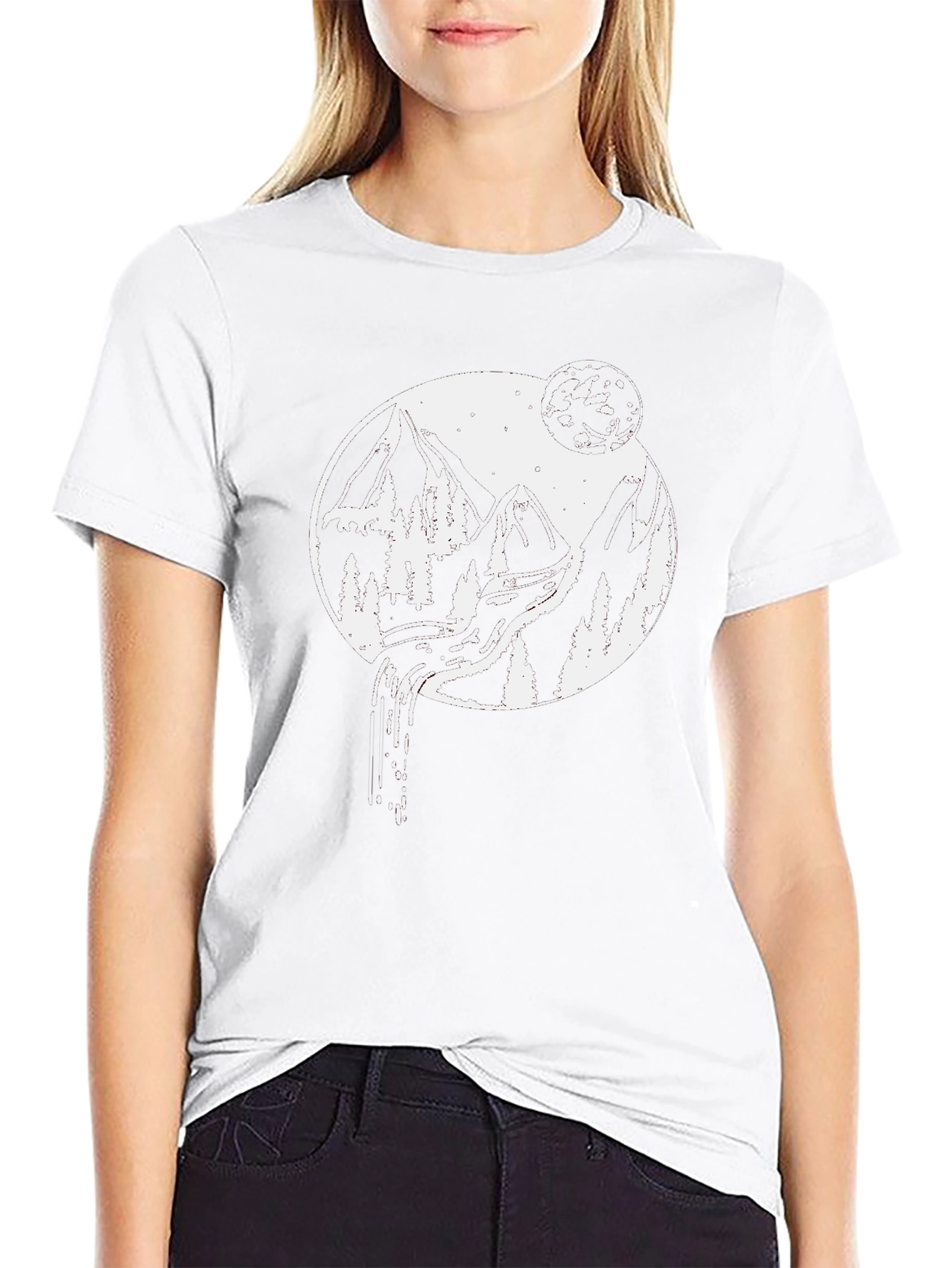 Nature Scene Graphic Tee - Mountain Moon