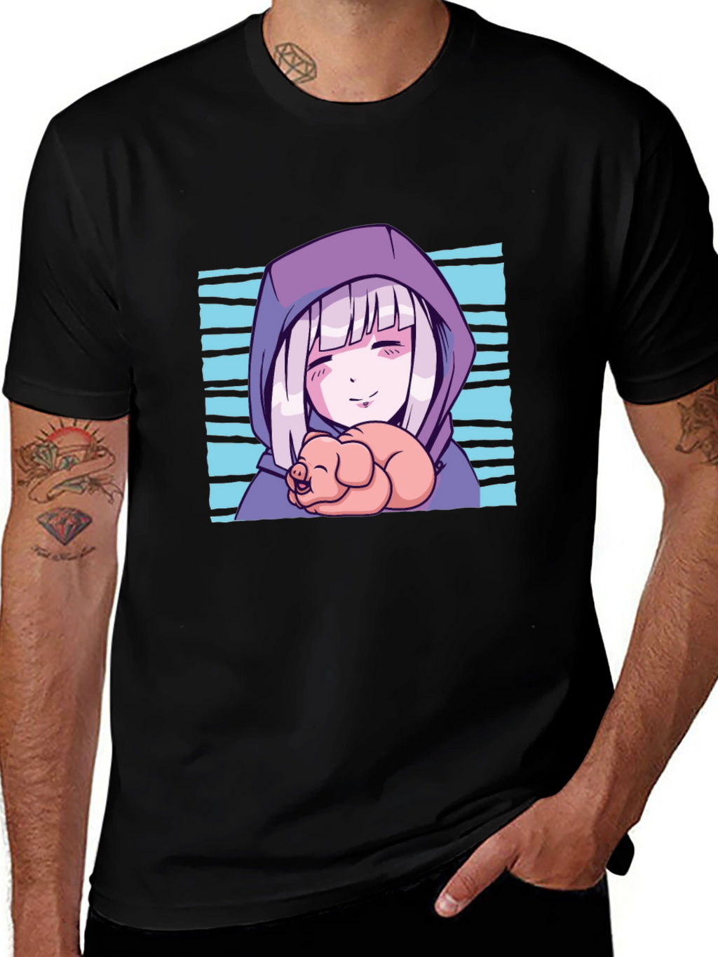 Anime Girl Piglet Graphic T-Shirt