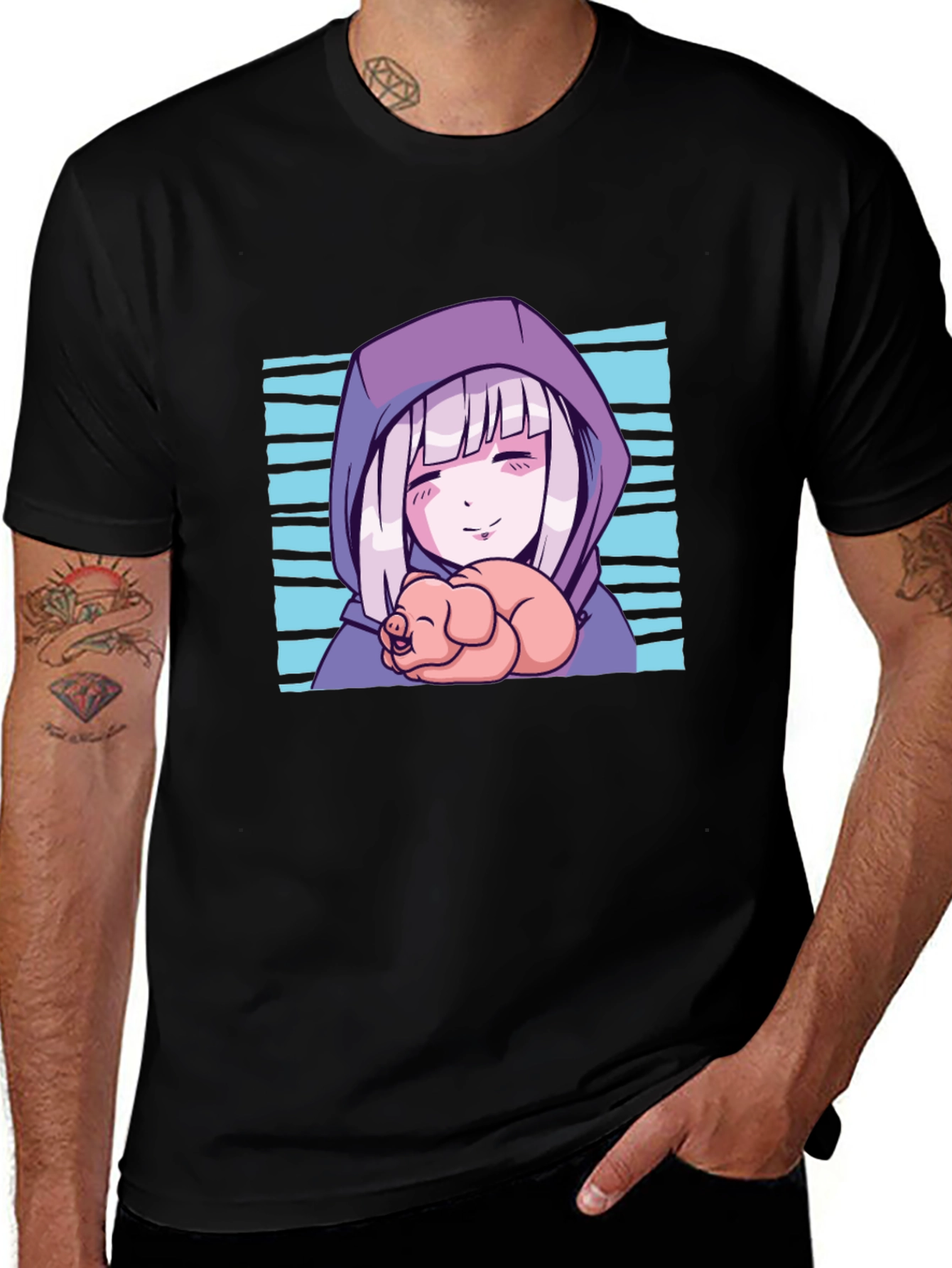 Anime Girl Piglet Graphic T-Shirt