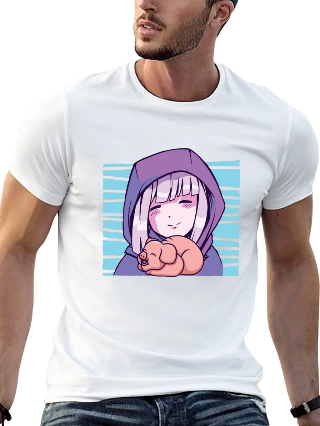 Anime Girl Piglet Graphic T-Shirt