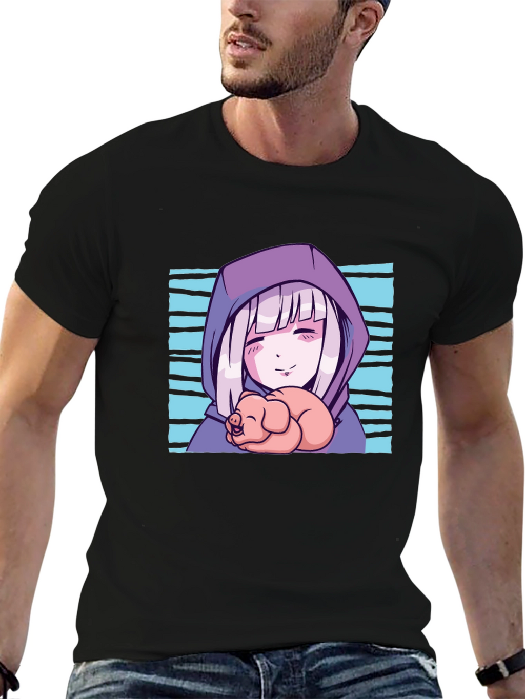 Anime Girl Piglet Graphic T-Shirt
