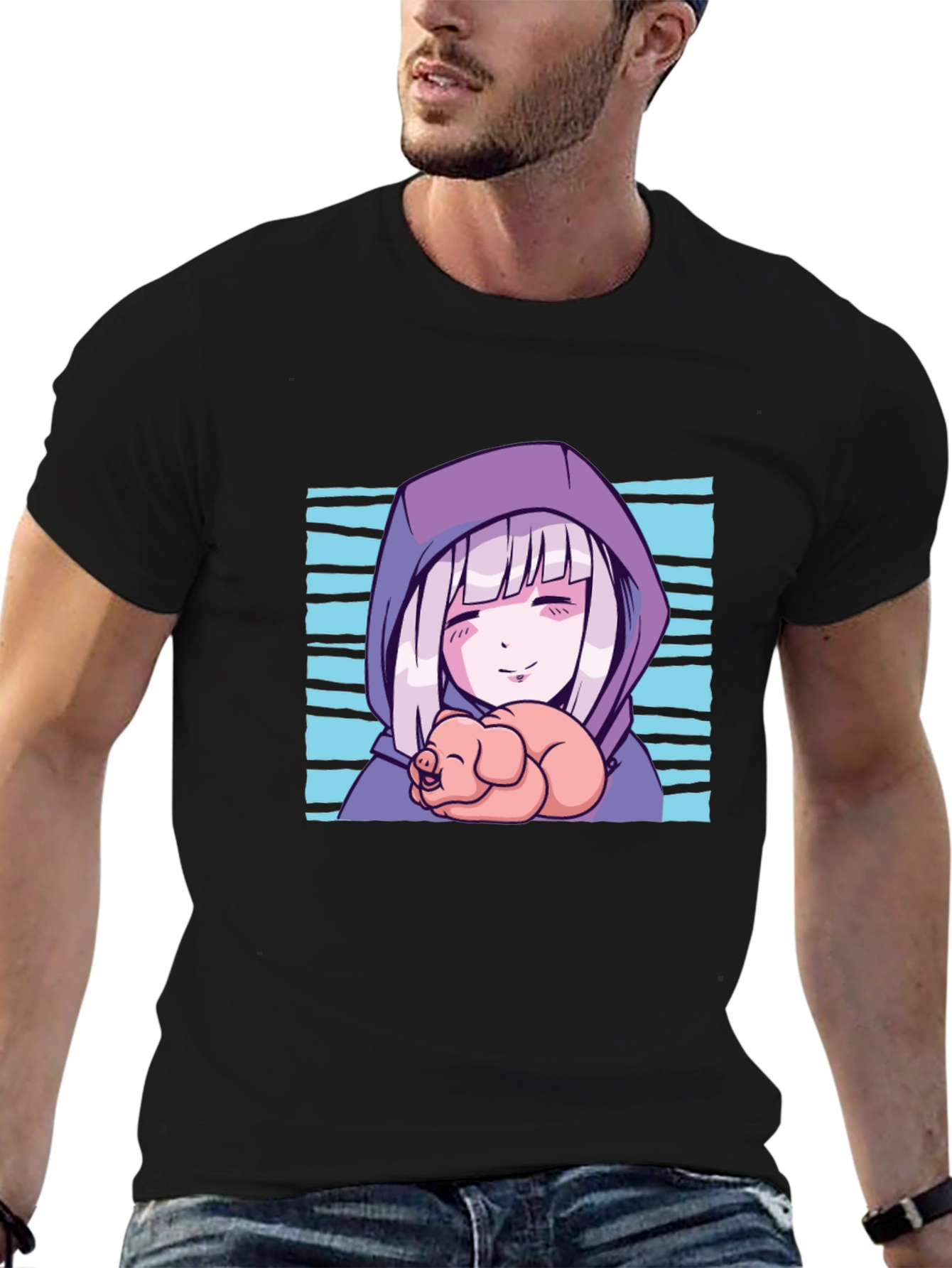 Anime Girl Piglet Graphic T-Shirt