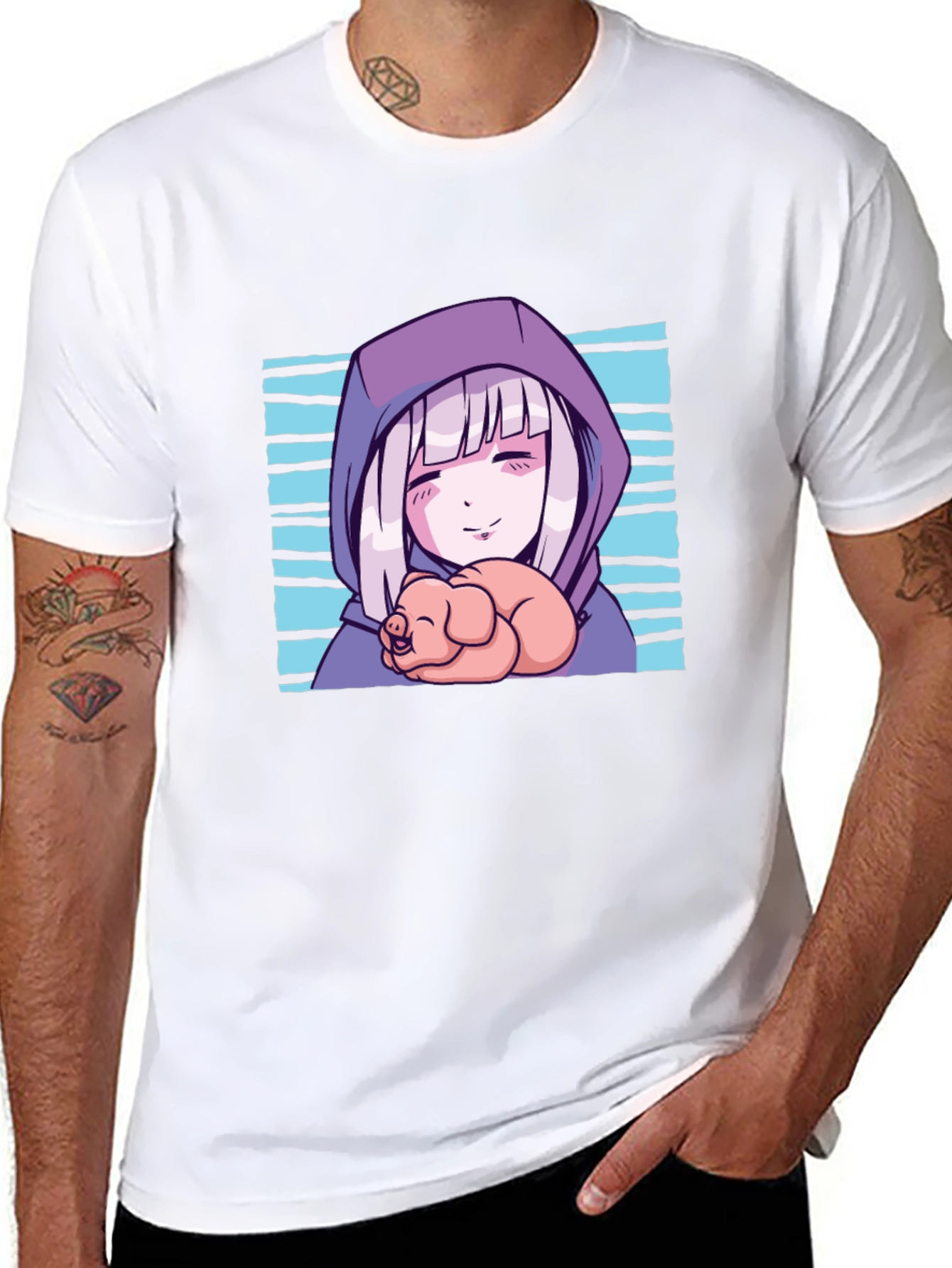 Anime Girl Piglet Graphic T-Shirt