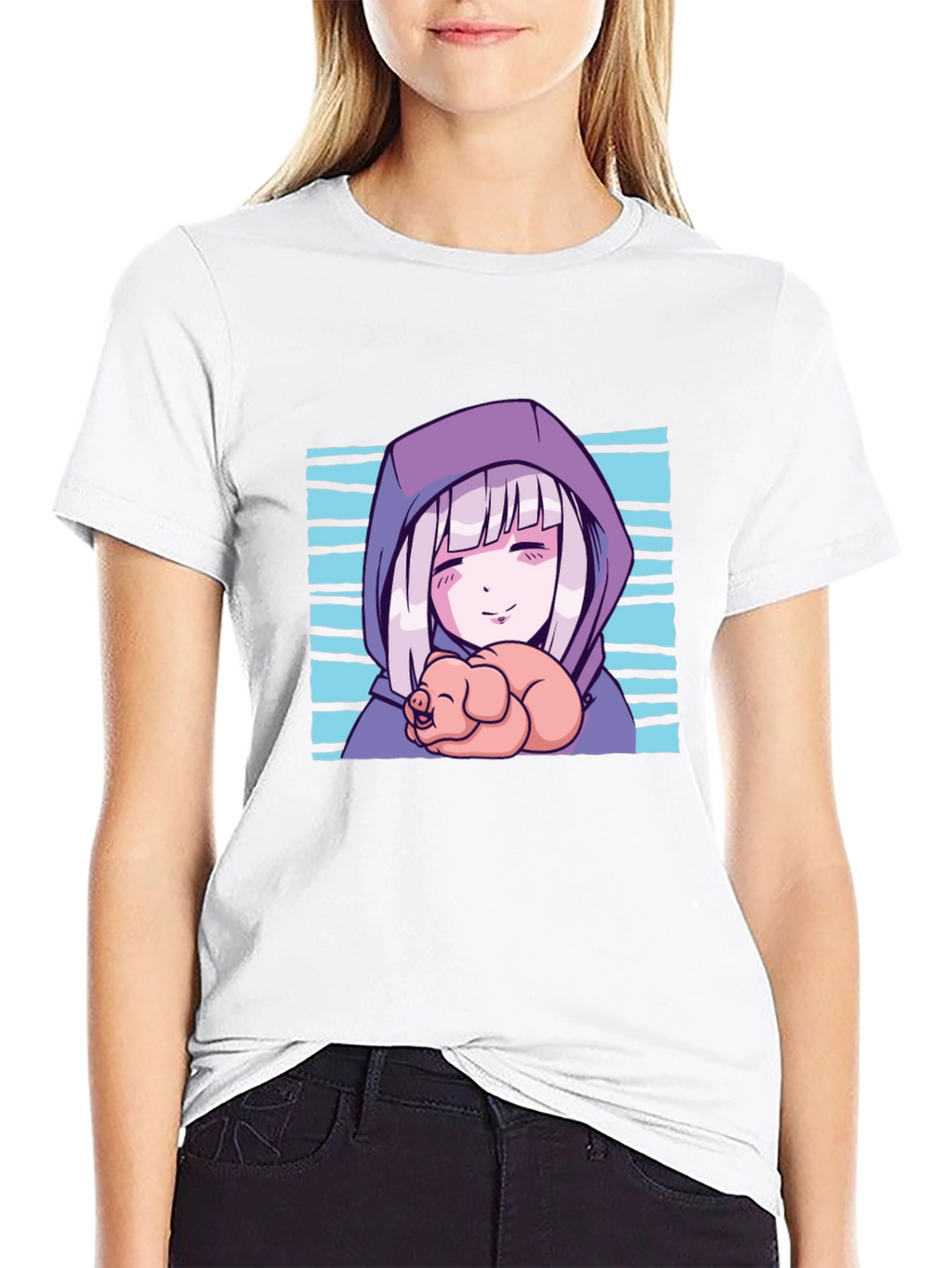 Anime Girl Piglet Graphic T-Shirt