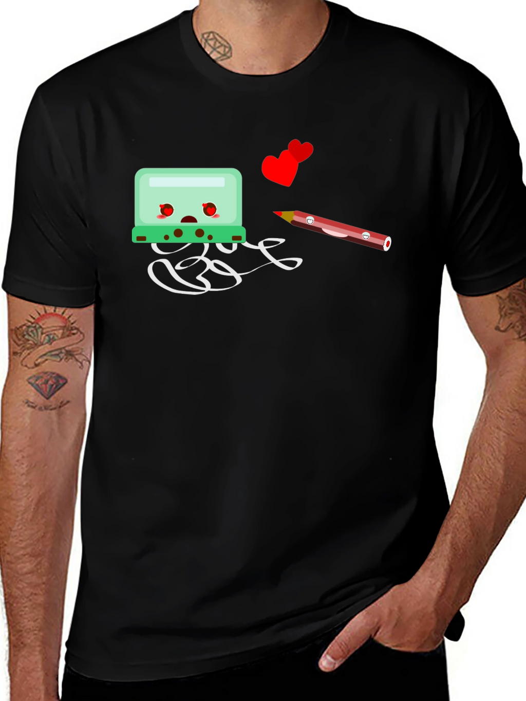 Cartoon-Themed Black Graphic Tee