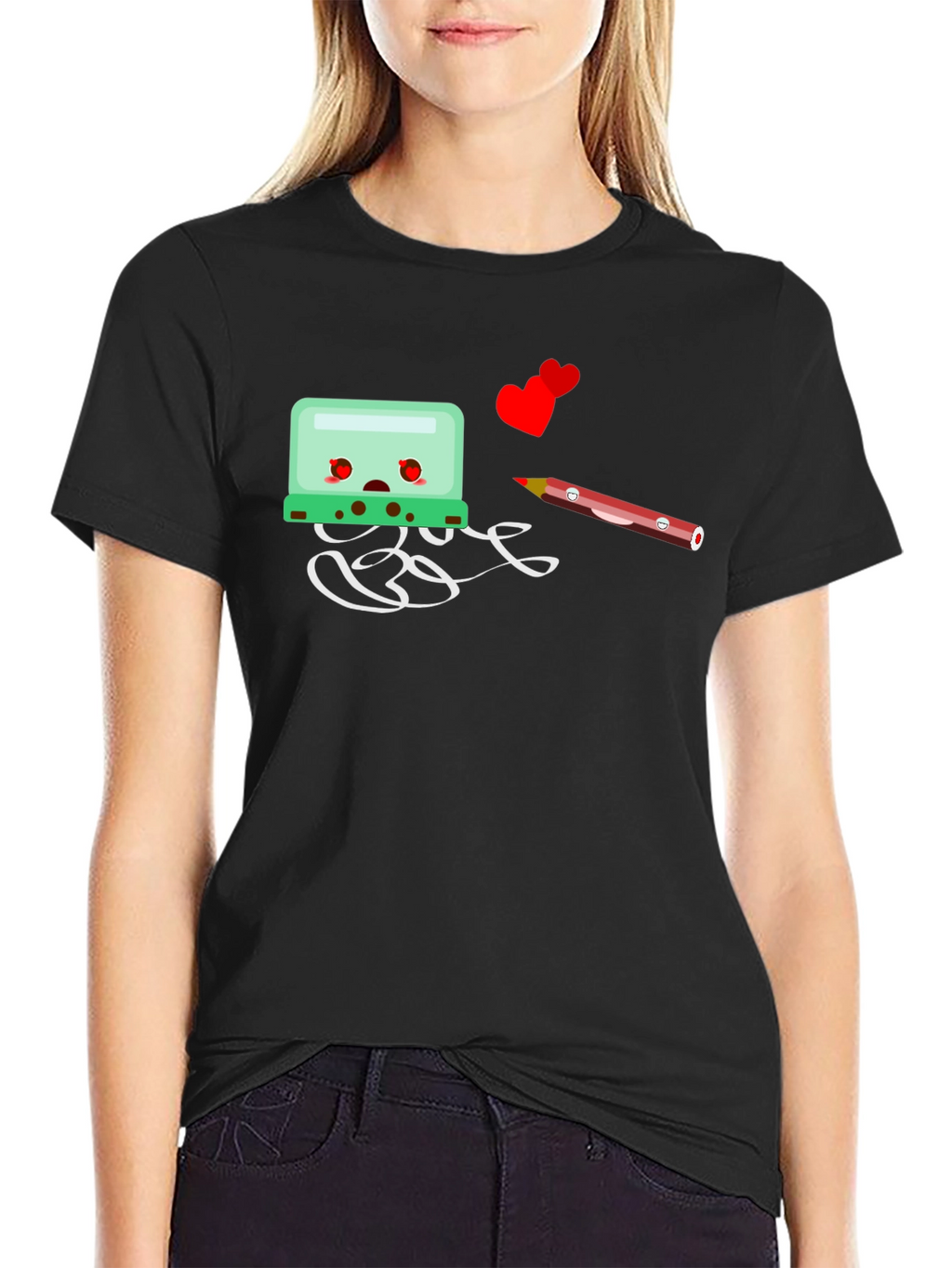 Cartoon-Themed Black Graphic Tee