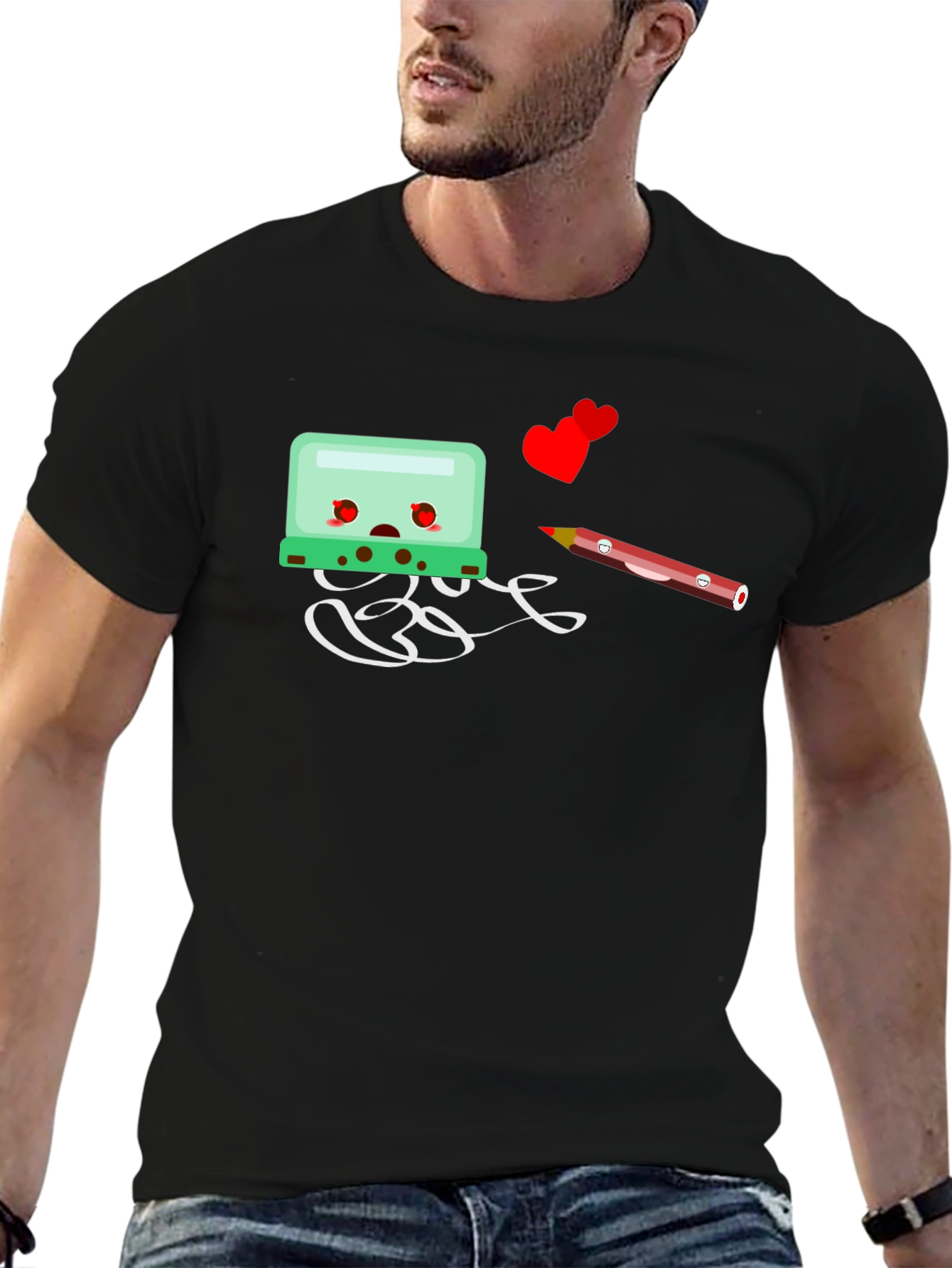 Cartoon-Themed Black Graphic Tee