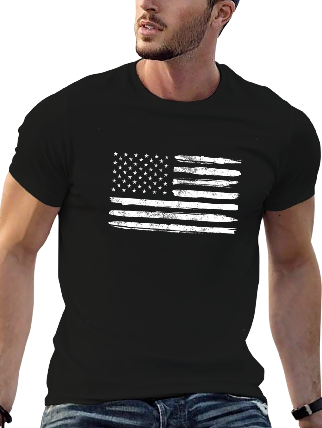Distressed American Flag Graphic T-Shirt