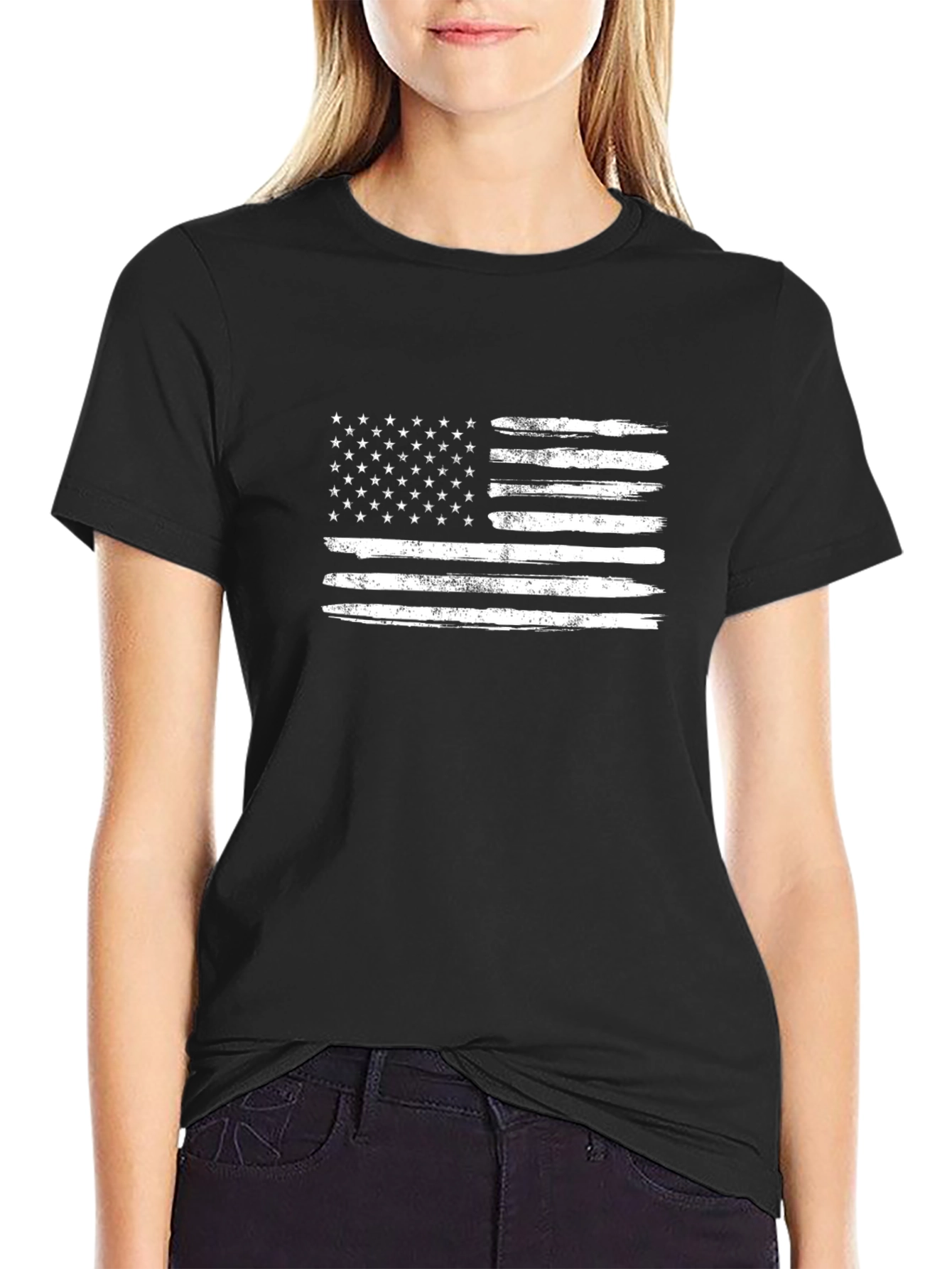 Distressed American Flag Graphic T-Shirt