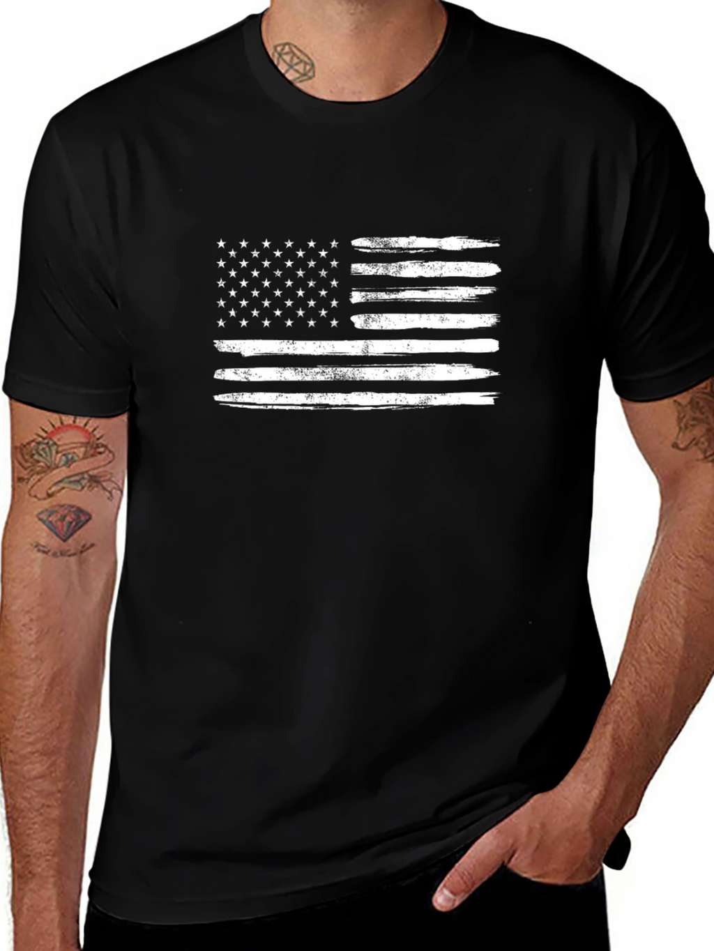 Distressed American Flag Graphic T-Shirt