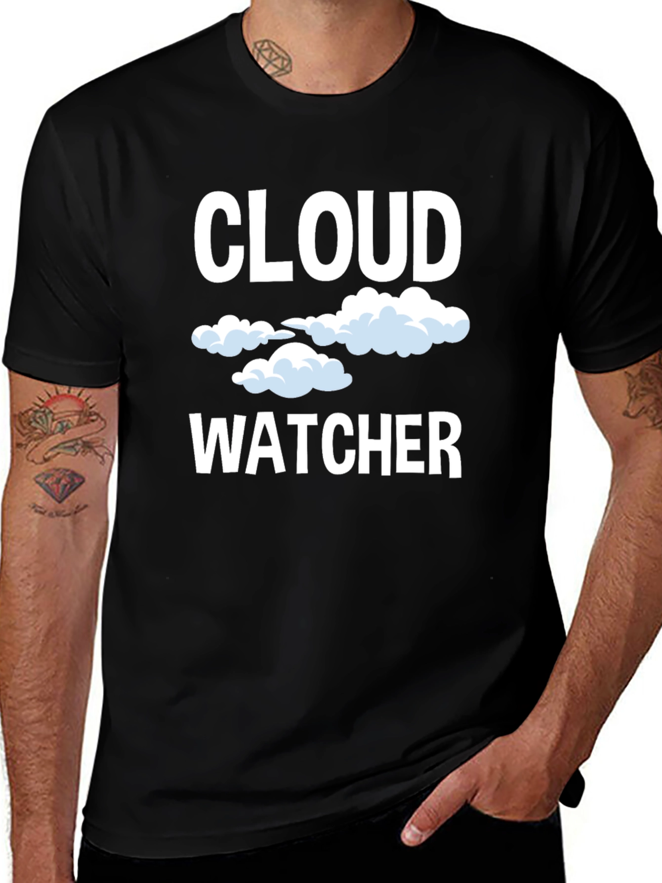 Cloud Watcher Graphic Tee - Black Cotton T-Shirt