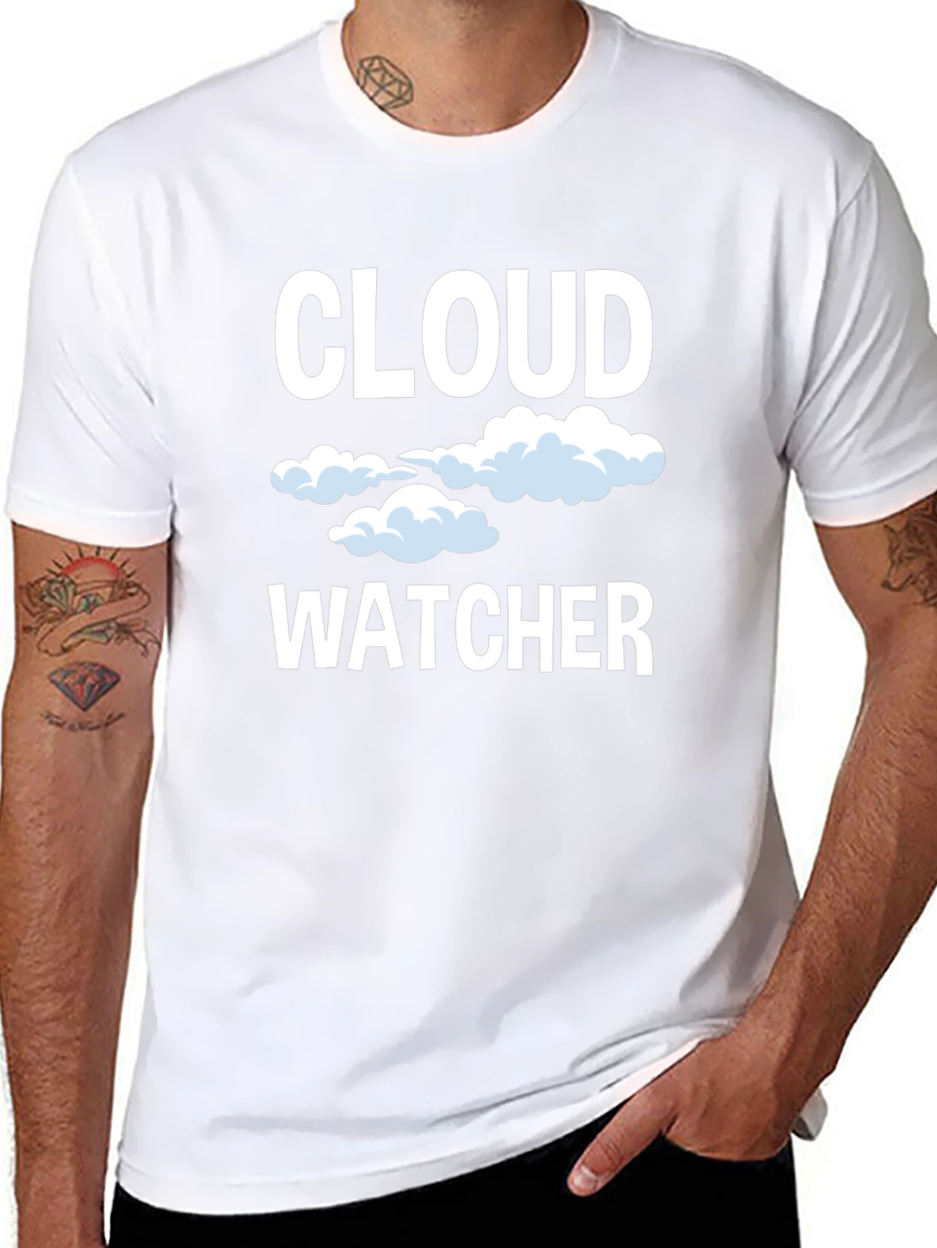 Cloud Watcher Graphic Tee - Black Cotton T-Shirt