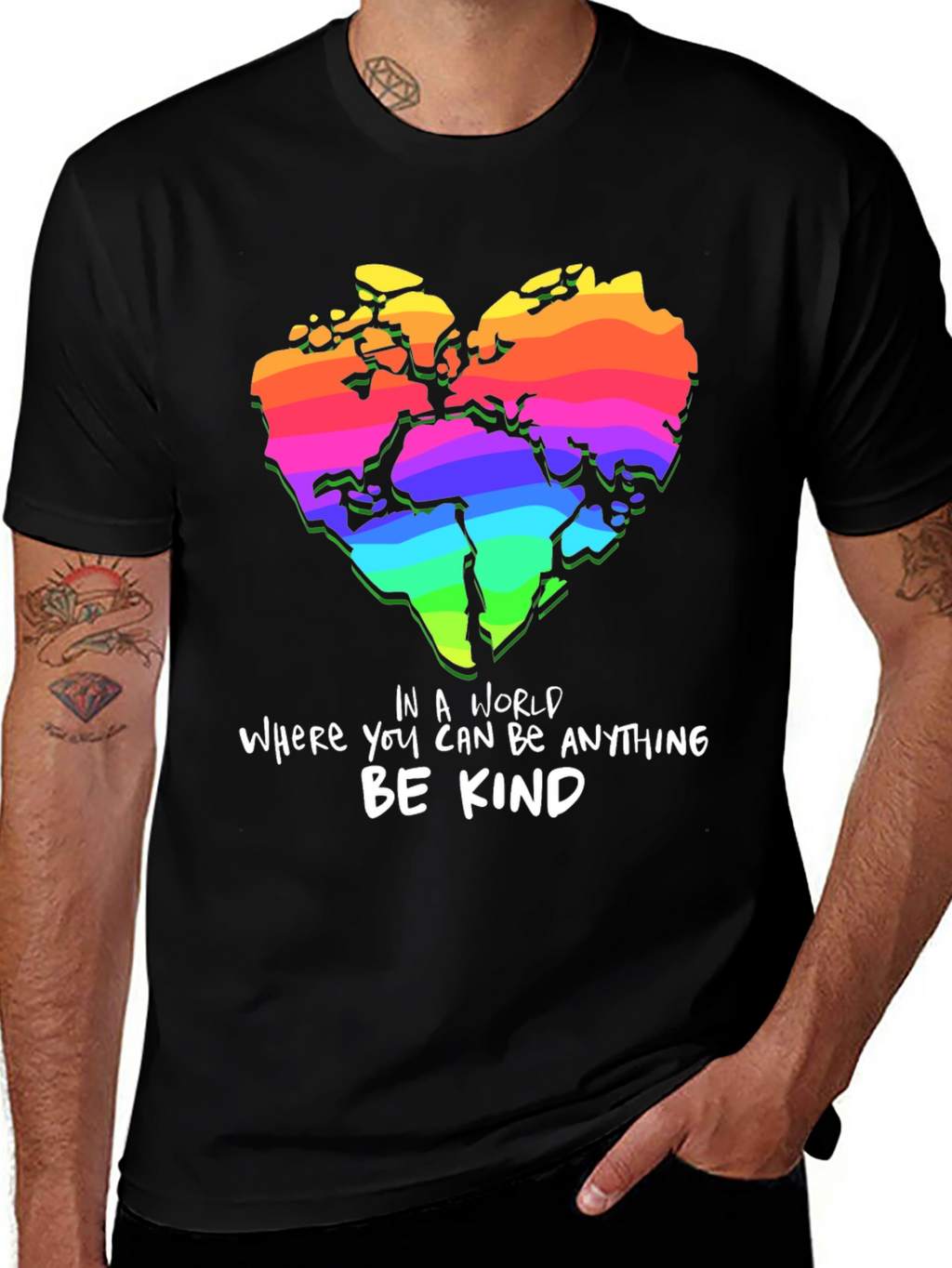 Be Kind Rainbow World Heart T-Shirt