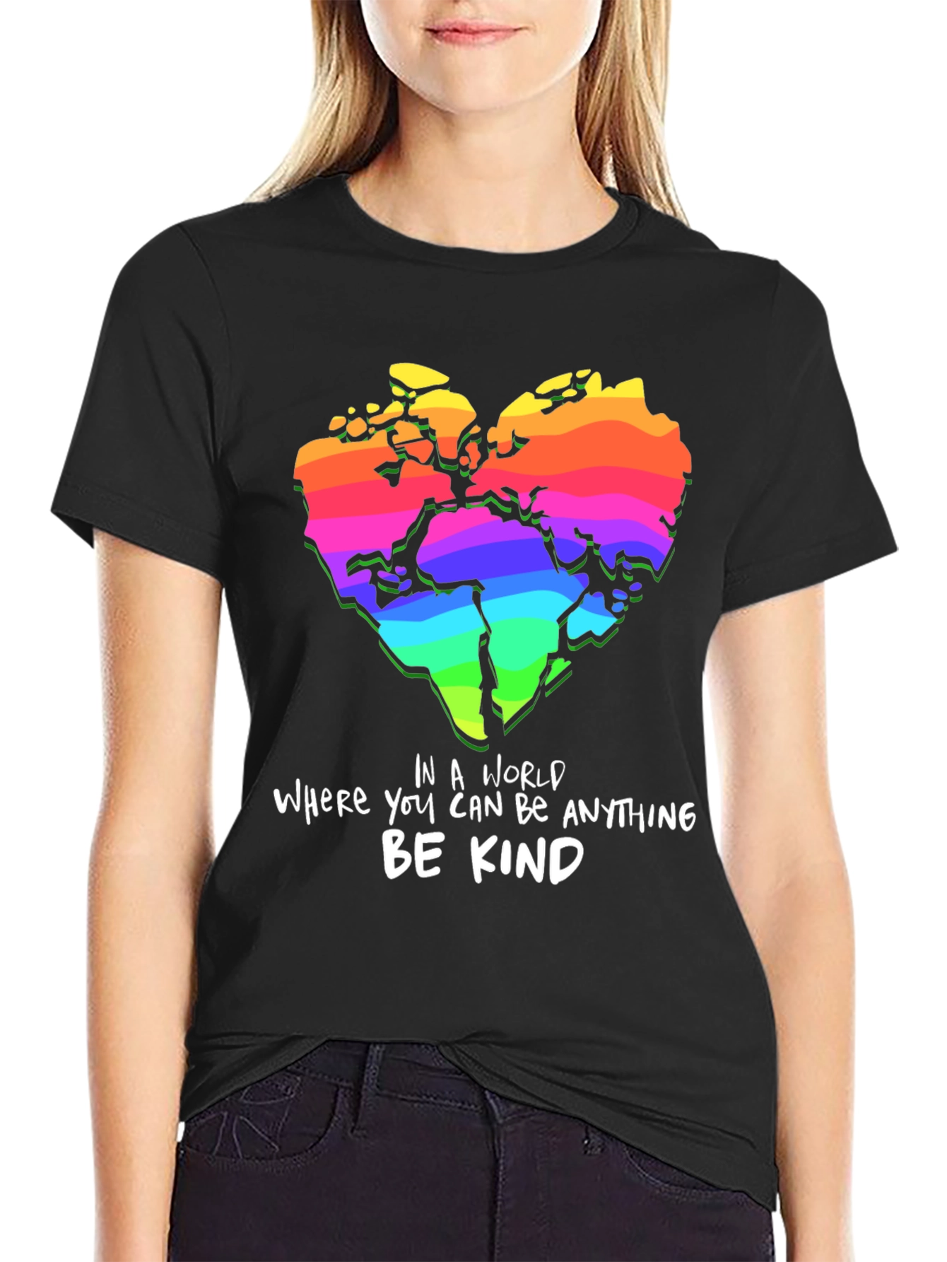Be Kind Rainbow World Heart T-Shirt