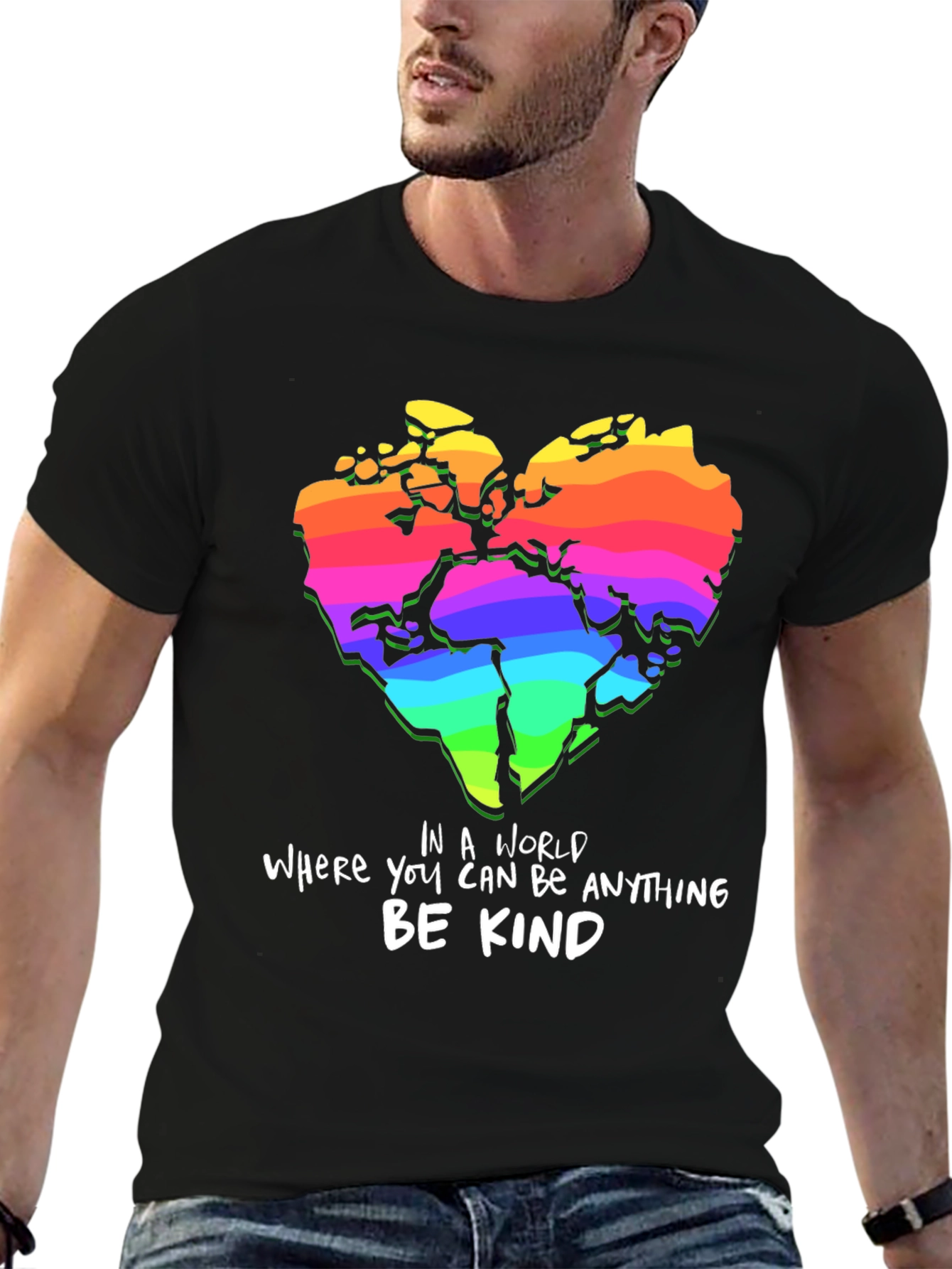 Be Kind Rainbow World Heart T-Shirt