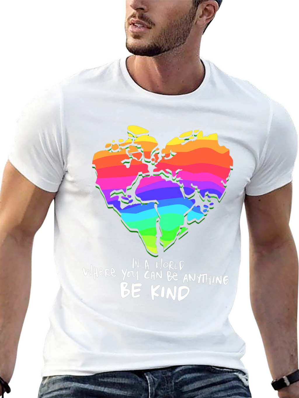 Be Kind Rainbow World Heart T-Shirt