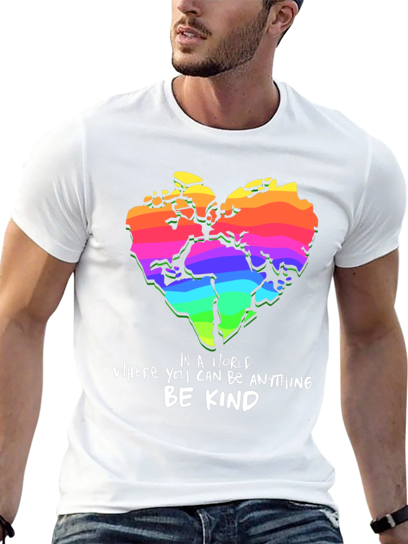 Be Kind Rainbow World Heart T-Shirt